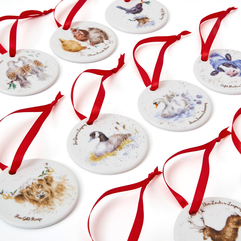 WreWrendale Designs - Christmas Collectionsndale Designs Coloured Collection 12 Days of Christmas Decorations 7cm diam. Boxed Set