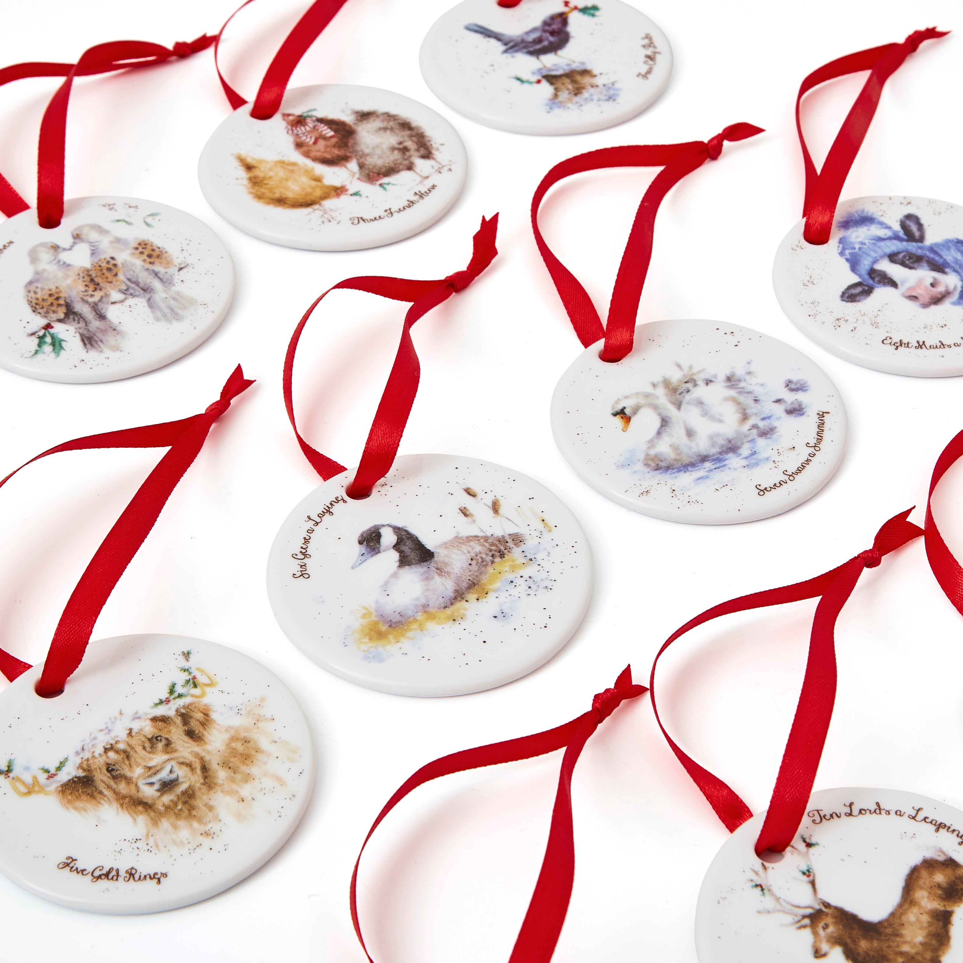 WreWrendale Designs - Christmas Collectionsndale Designs Coloured Collection 12 Days of Christmas Decorations 7cm diam. Boxed Set