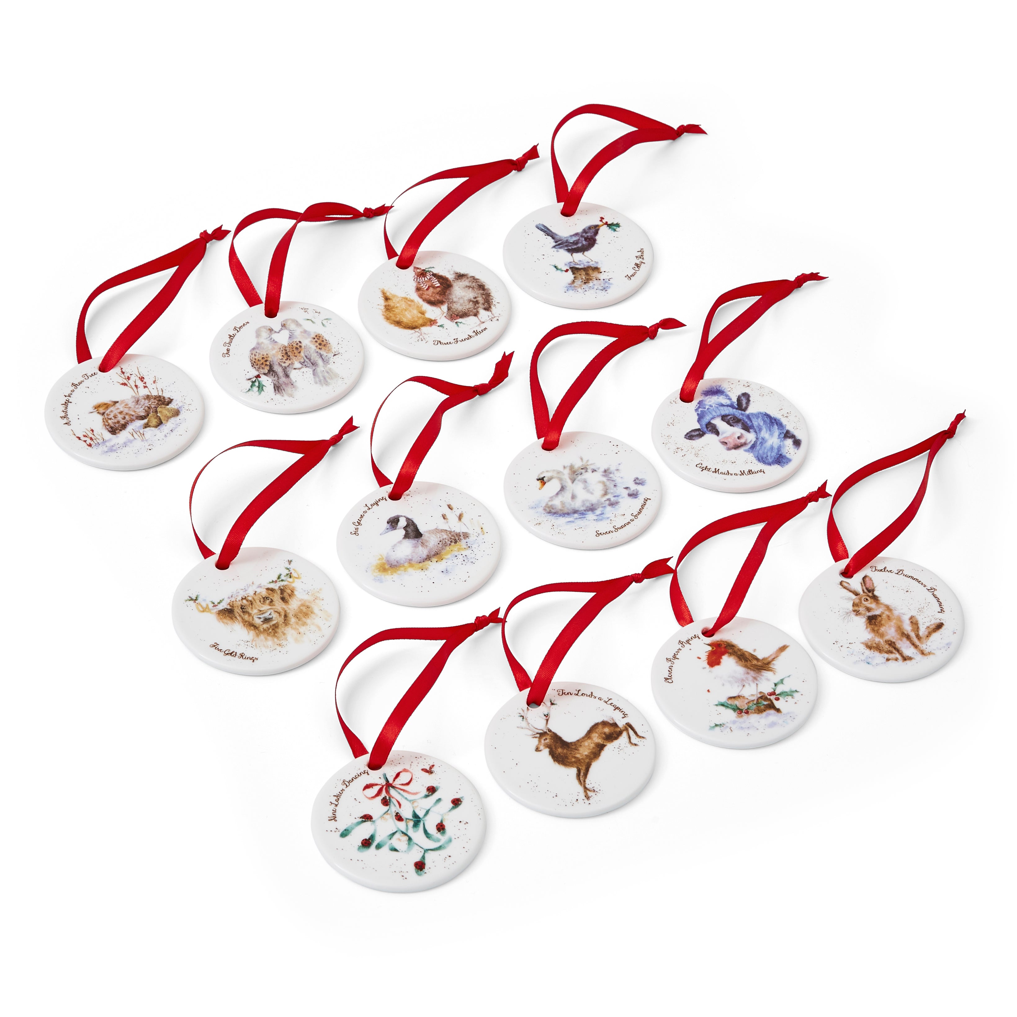 WreWrendale Designs - Christmas Collectionsndale Designs Coloured Collection 12 Days of Christmas Decorations 7cm diam. Boxed Set
