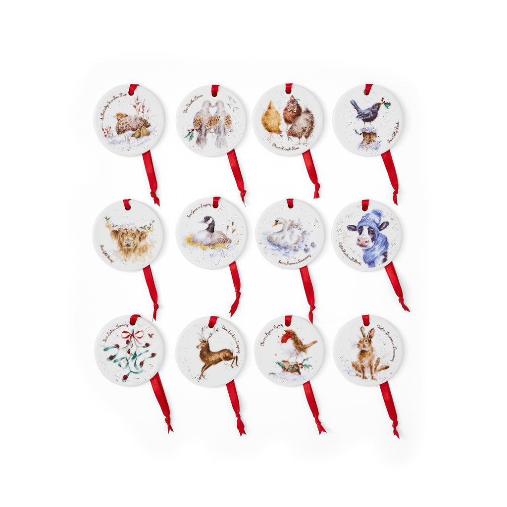 WreWrendale Designs - Christmas Collectionsndale Designs Coloured Collection 12 Days of Christmas Decorations 7cm diam. Boxed Set