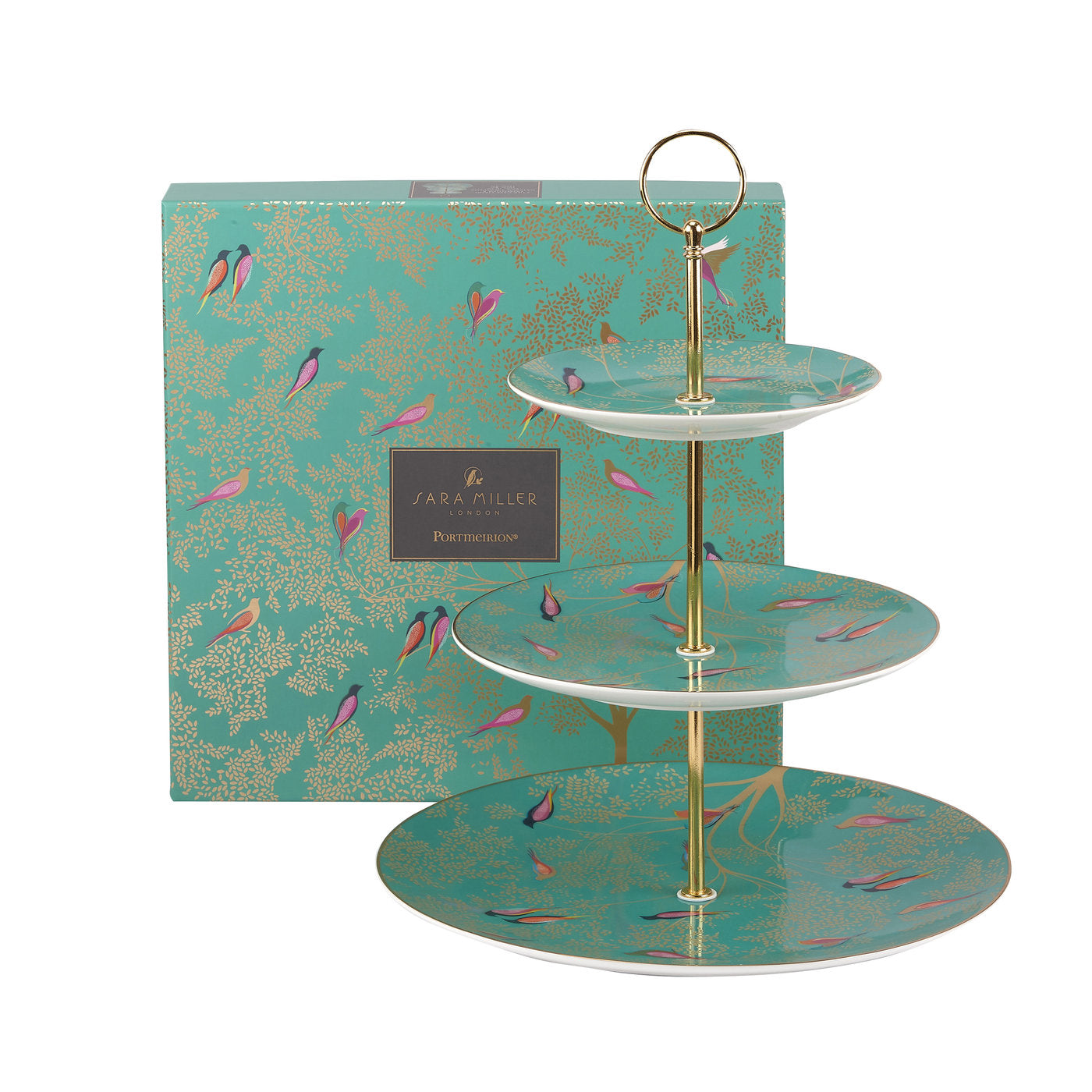 Sara Miller London Artisanne Noir Collection 3 Tier Cake Stand 27cm, 20cm, 15cm Boxed Set