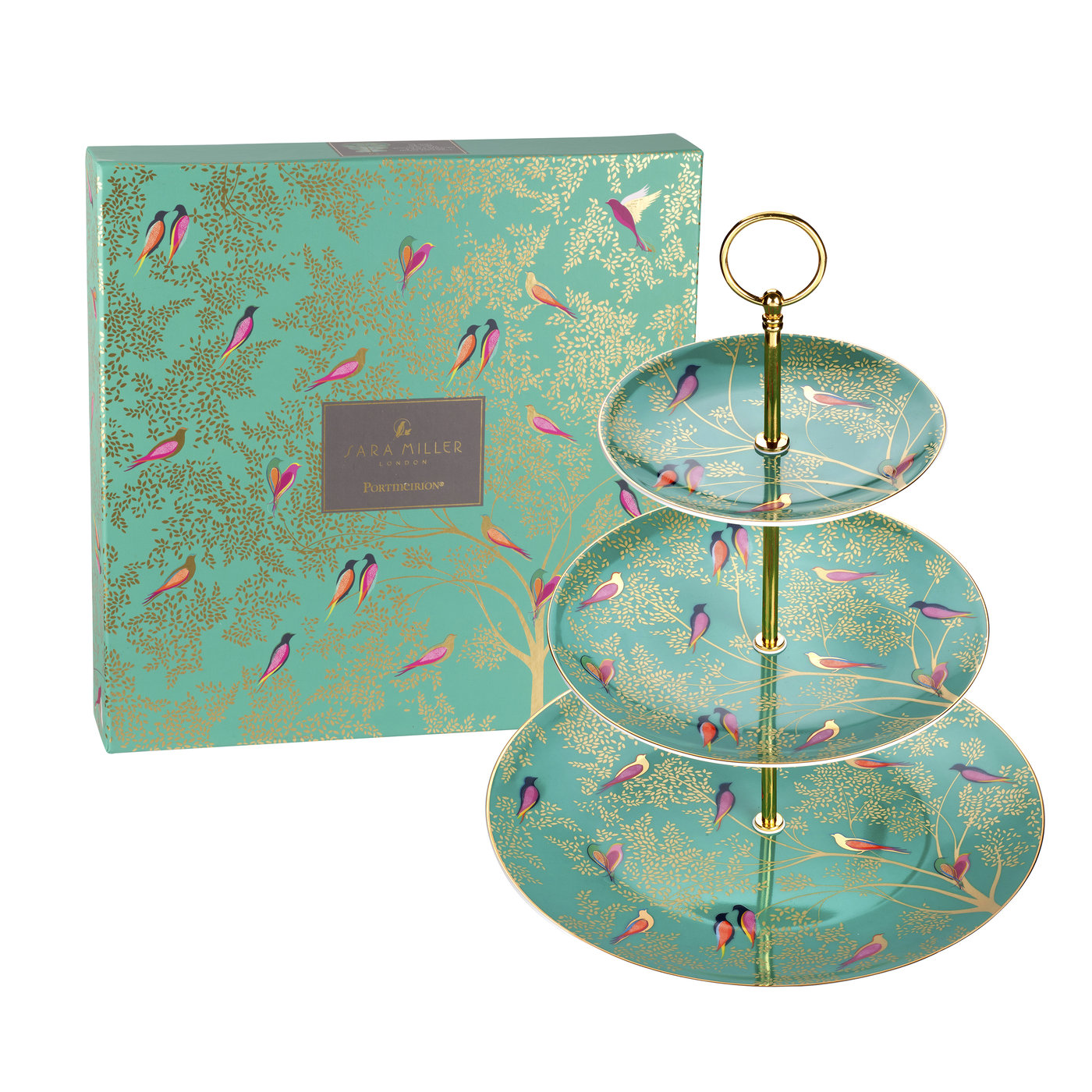 Sara Miller London Artisanne Noir Collection 3 Tier Cake Stand 27cm, 20cm, 15cm Boxed Set