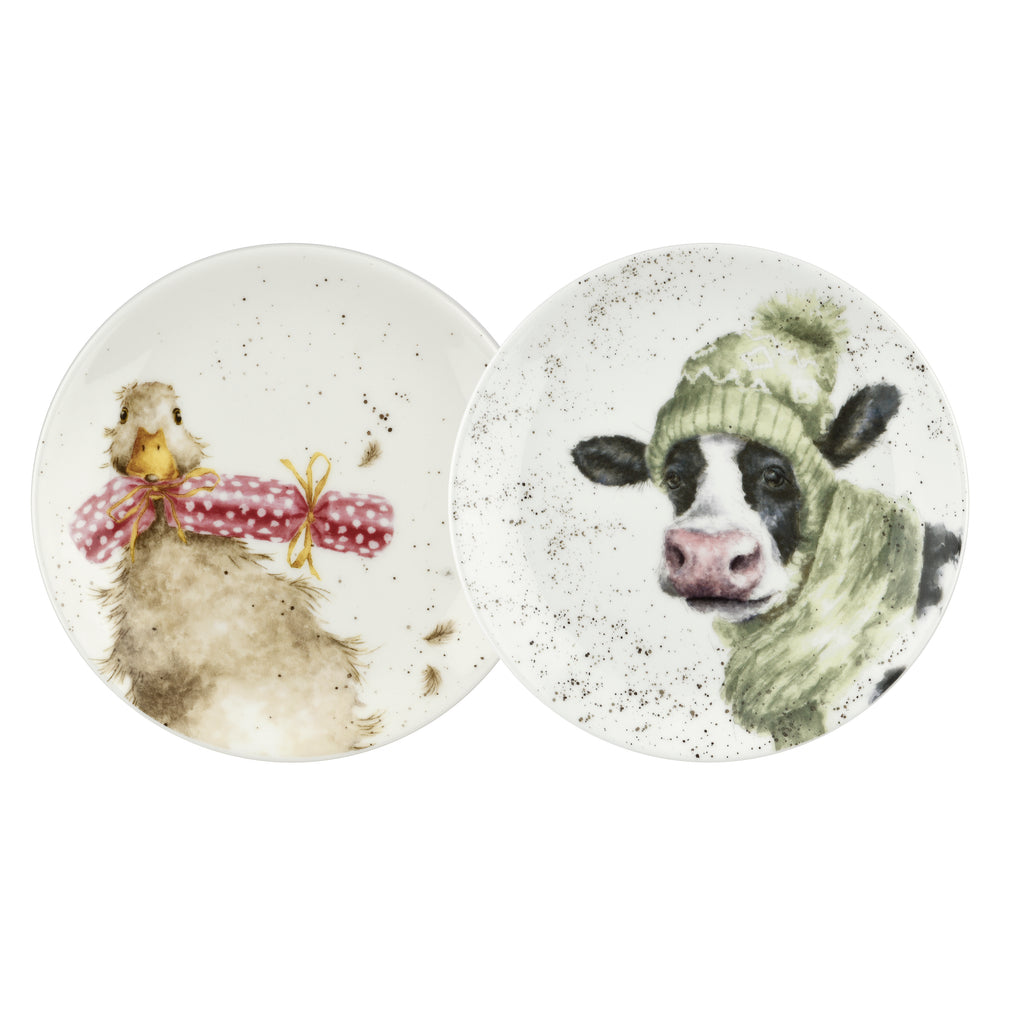 WreWrendale Designs - Christmas Collectionsndale Designs Coloured Collection Coupe Plate - Set of 2 (Cow & Duck) 16.5cm Boxed Set