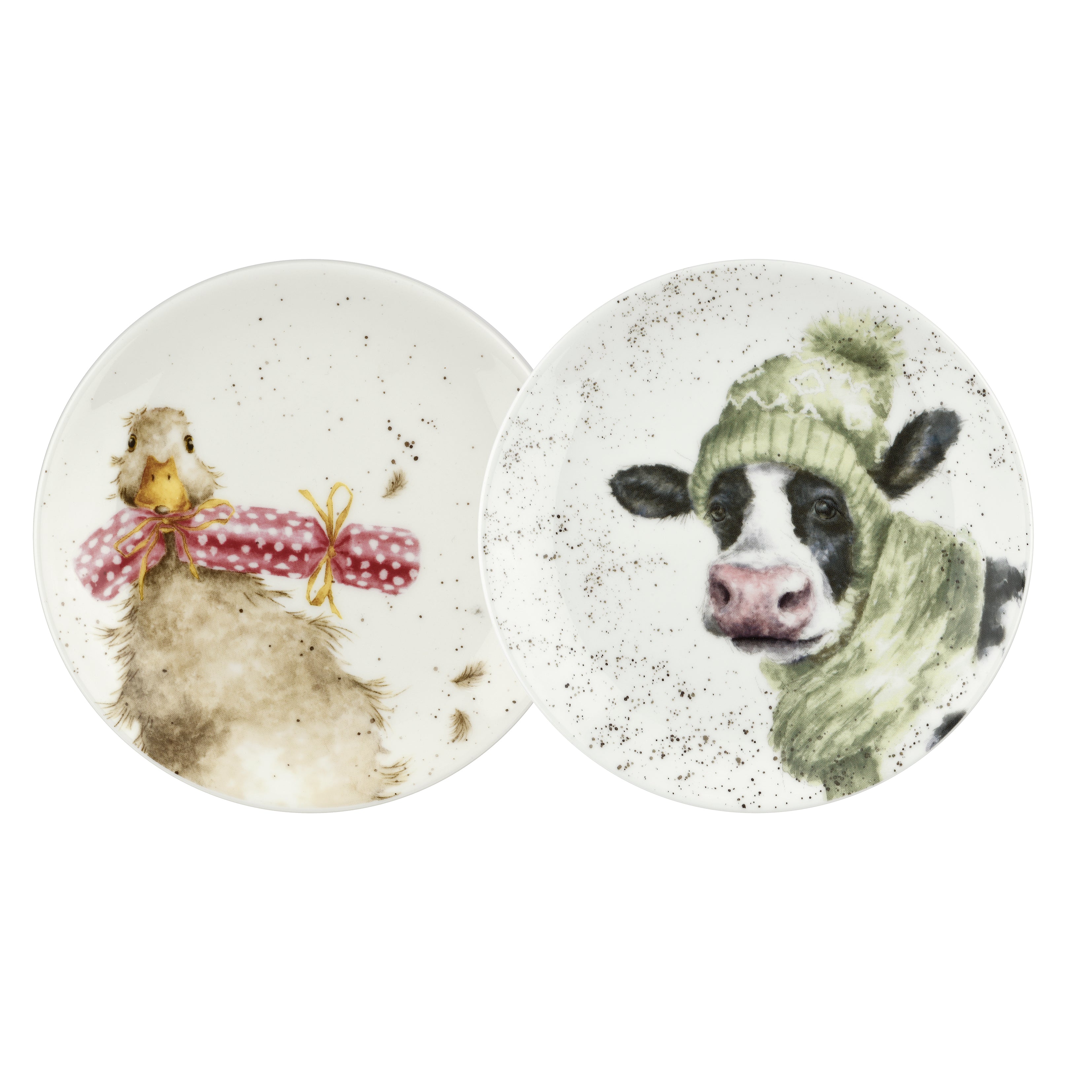 WreWrendale Designs - Christmas Collectionsndale Designs Coloured Collection Coupe Plate - Set of 2 (Cow & Duck) 16.5cm Boxed Set