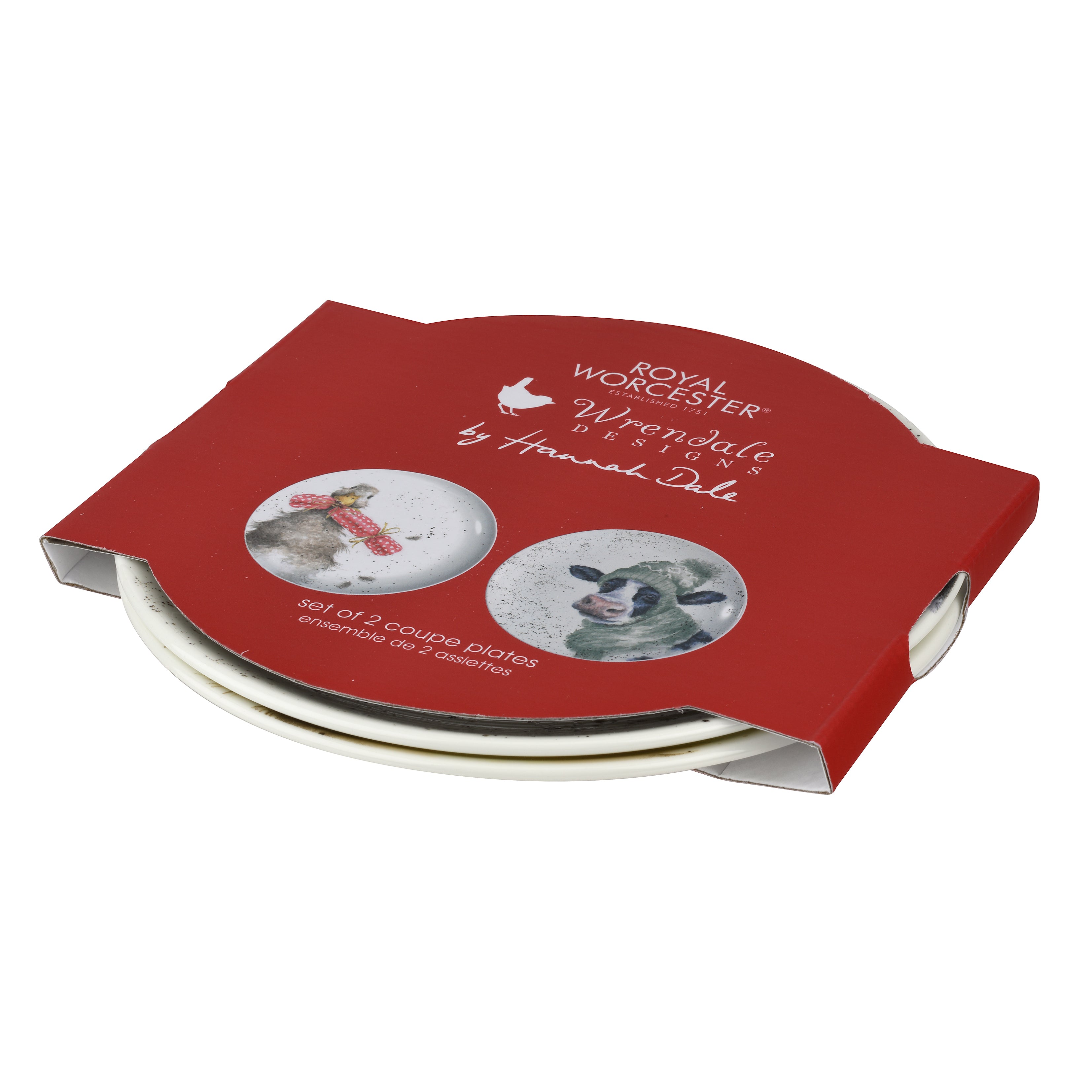 WreWrendale Designs - Christmas Collectionsndale Designs Coloured Collection Coupe Plate - Set of 2 (Cow & Duck) 16.5cm Boxed Set