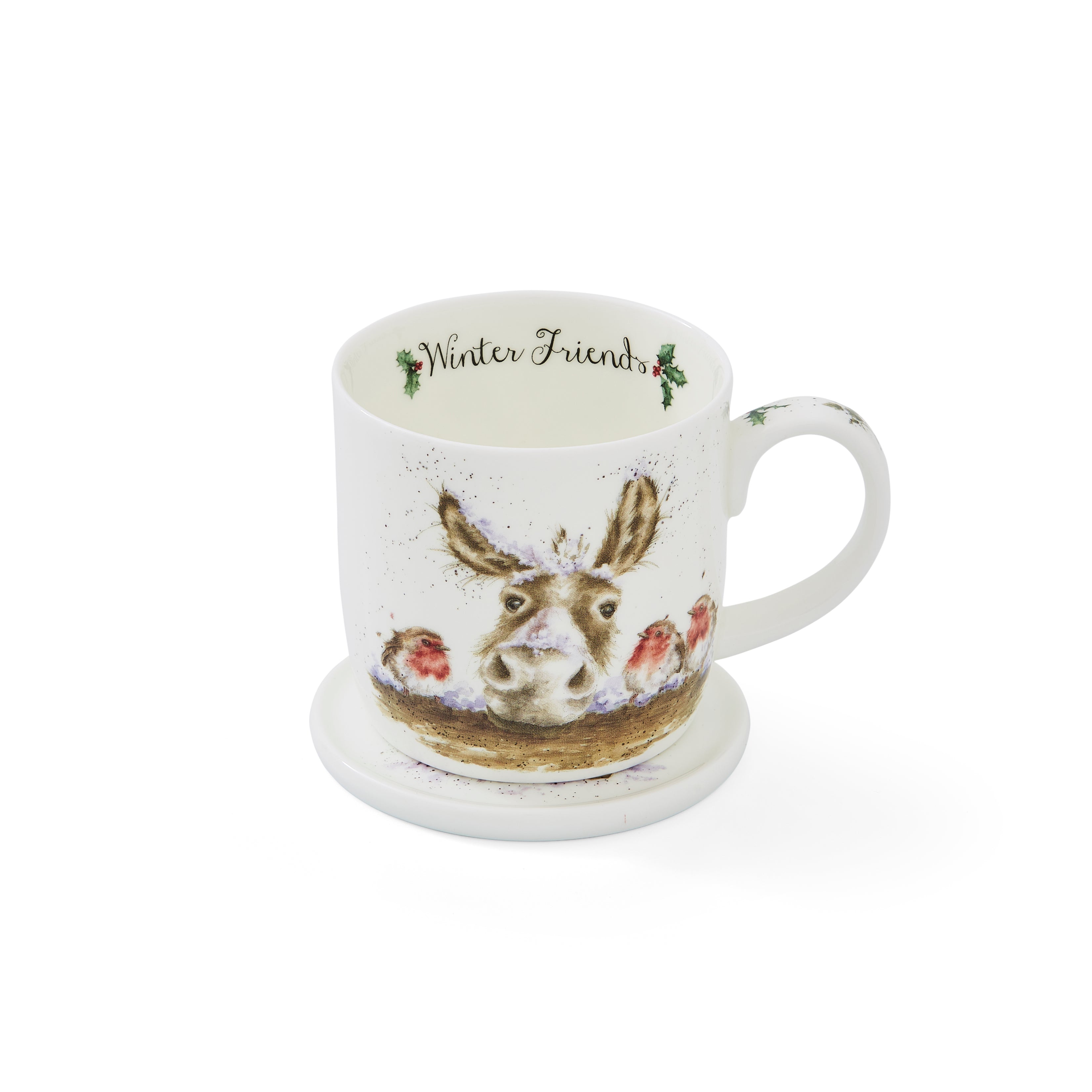 WreWrendale Designs - Christmas Collectionsndale Designs Coloured Collection Winter Friends(Donkey & Robin) Mug 0.31L 
Coaster 9.5cm Boxed Set