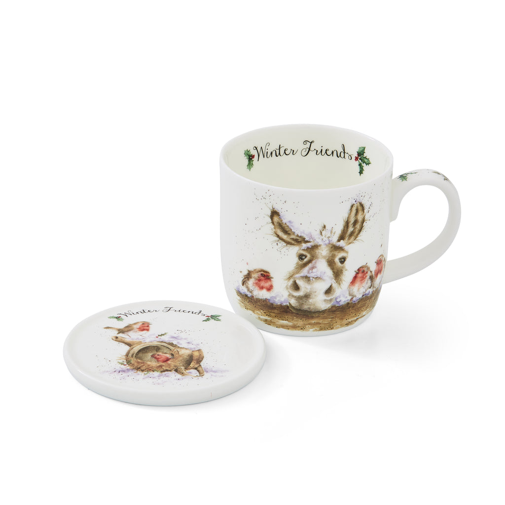 WreWrendale Designs - Christmas Collectionsndale Designs Coloured Collection Winter Friends(Donkey & Robin) Mug 0.31L 
Coaster 9.5cm Boxed Set