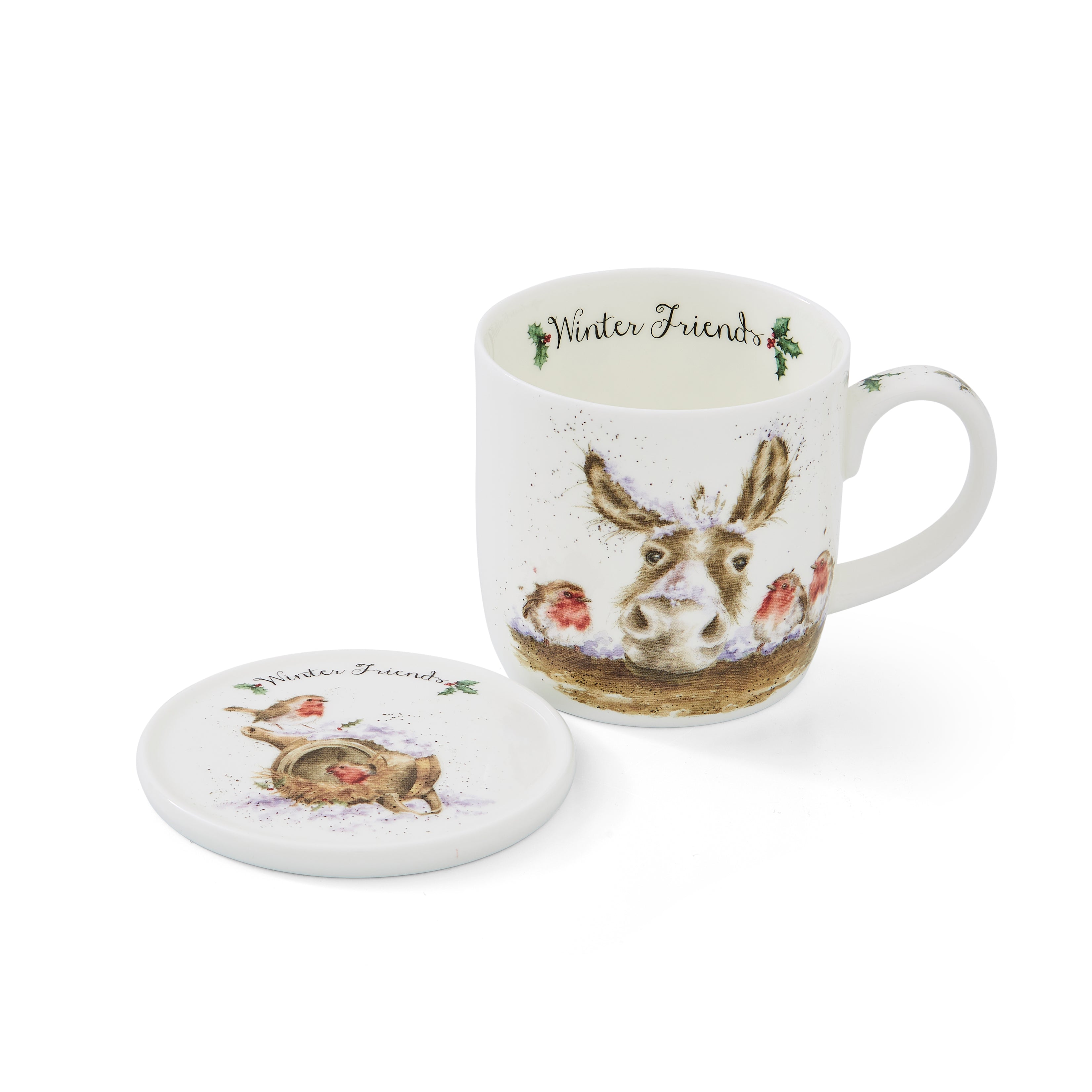 WreWrendale Designs - Christmas Collectionsndale Designs Coloured Collection Winter Friends(Donkey & Robin) Mug 0.31L 
Coaster 9.5cm Boxed Set
