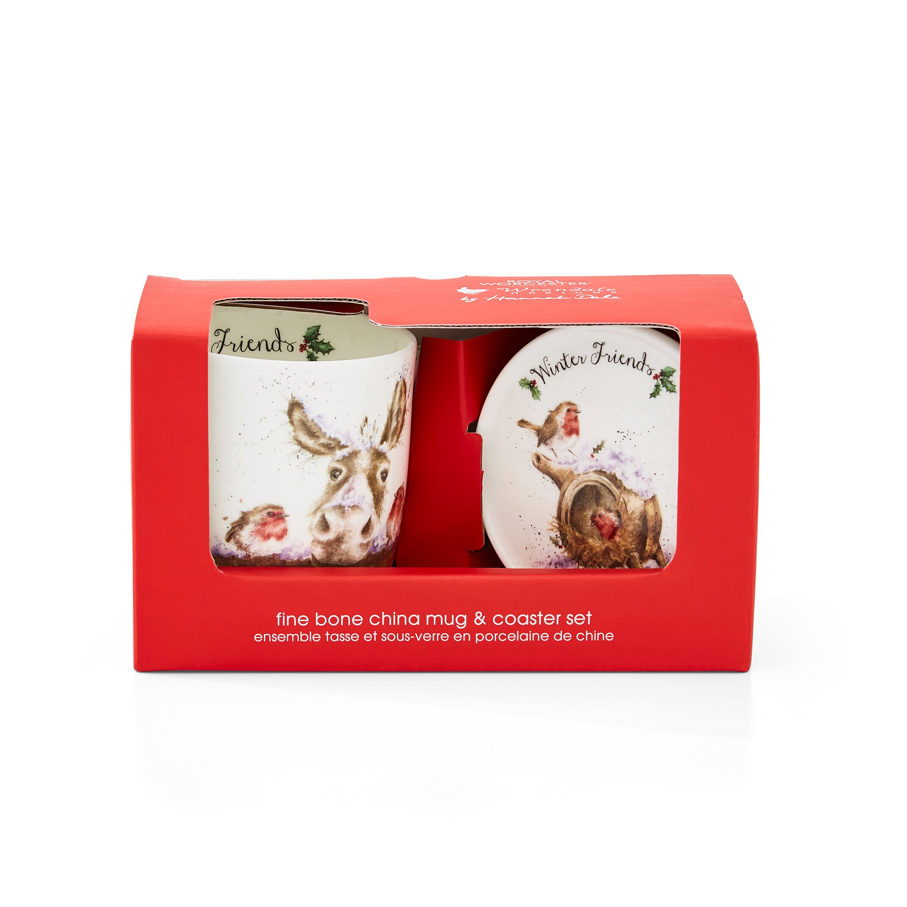 WreWrendale Designs - Christmas Collectionsndale Designs Coloured Collection Winter Friends(Donkey & Robin) Mug 0.31L 
Coaster 9.5cm Boxed Set