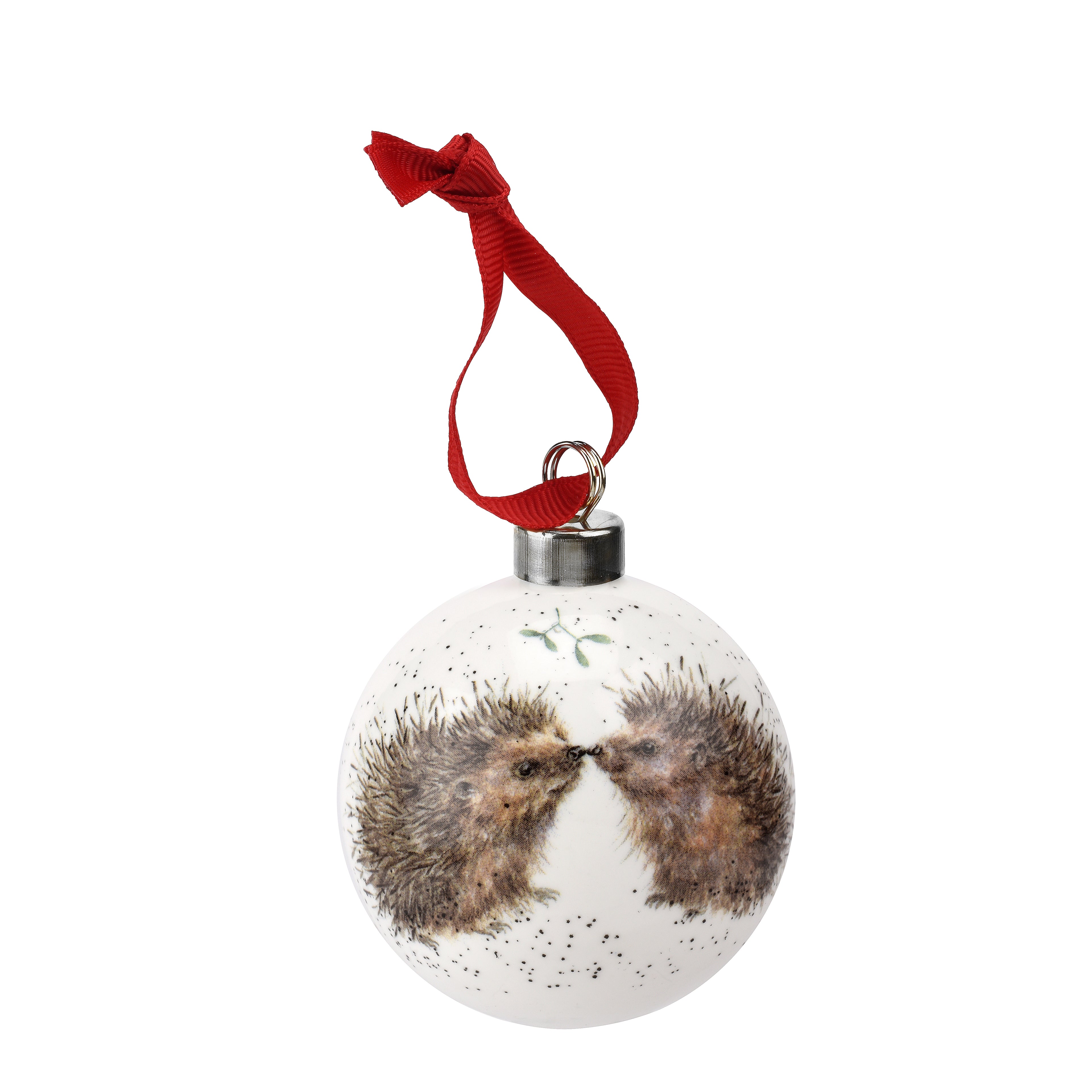 WreWrendale Designs - Christmas Collectionsndale Designs Coloured Collection Bauble - Hedgehugs (Hedgehog) 7cm diam. Single