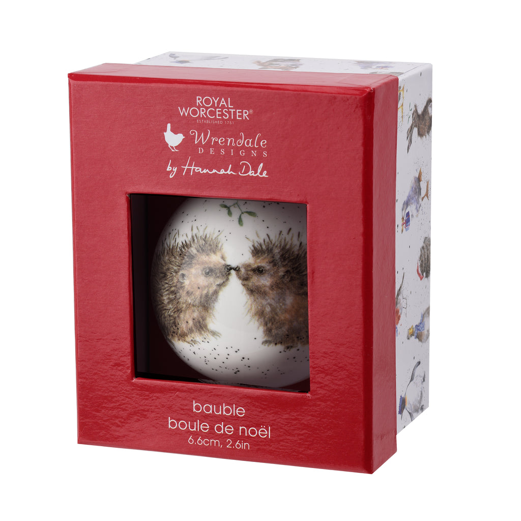 WreWrendale Designs - Christmas Collectionsndale Designs Coloured Collection Bauble - Hedgehugs (Hedgehog) 7cm diam. Single