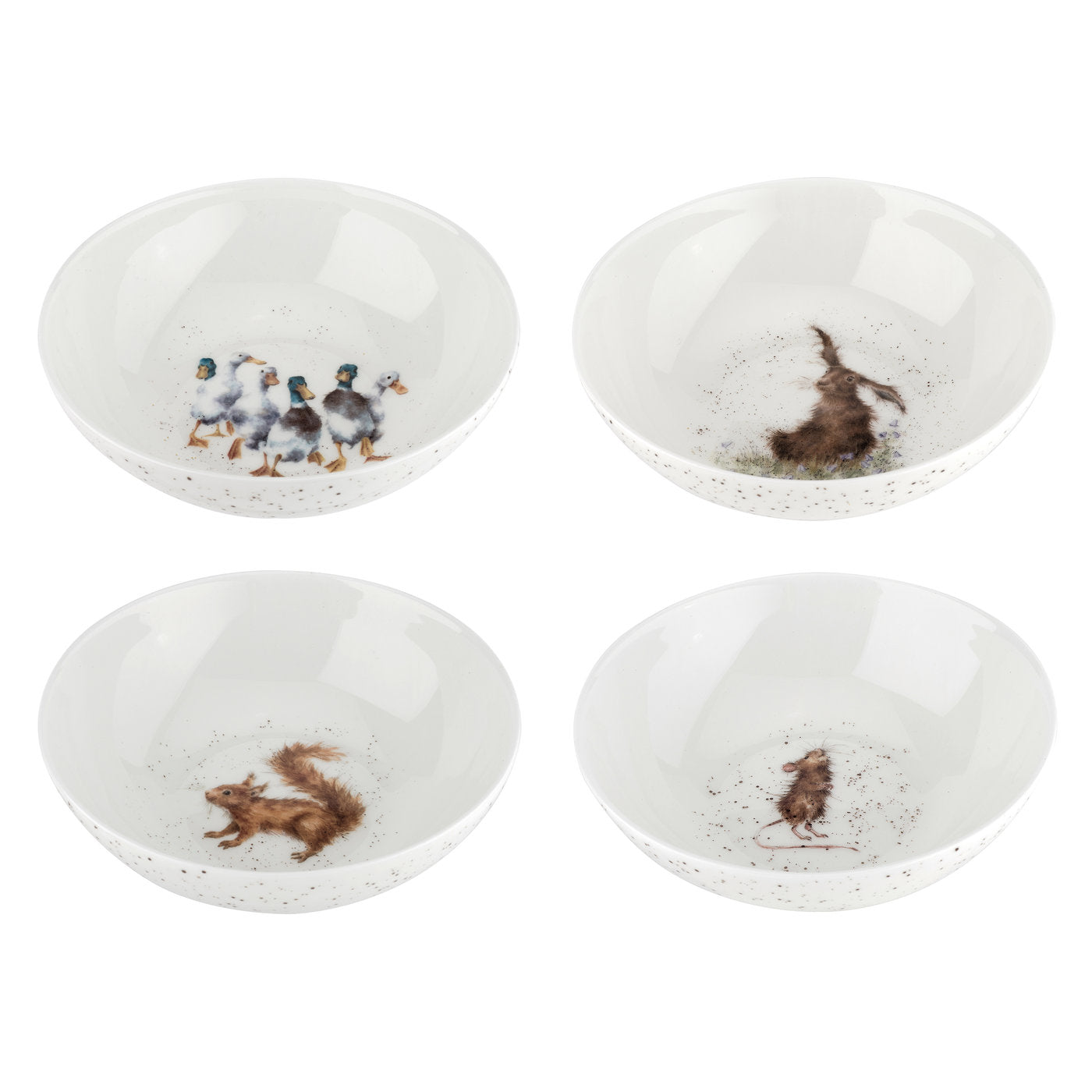 Wrendale Designs Cereal Bowls - Set of 4 (Duck, Mouse, Hare, Squirrel) 15cm Set of 4