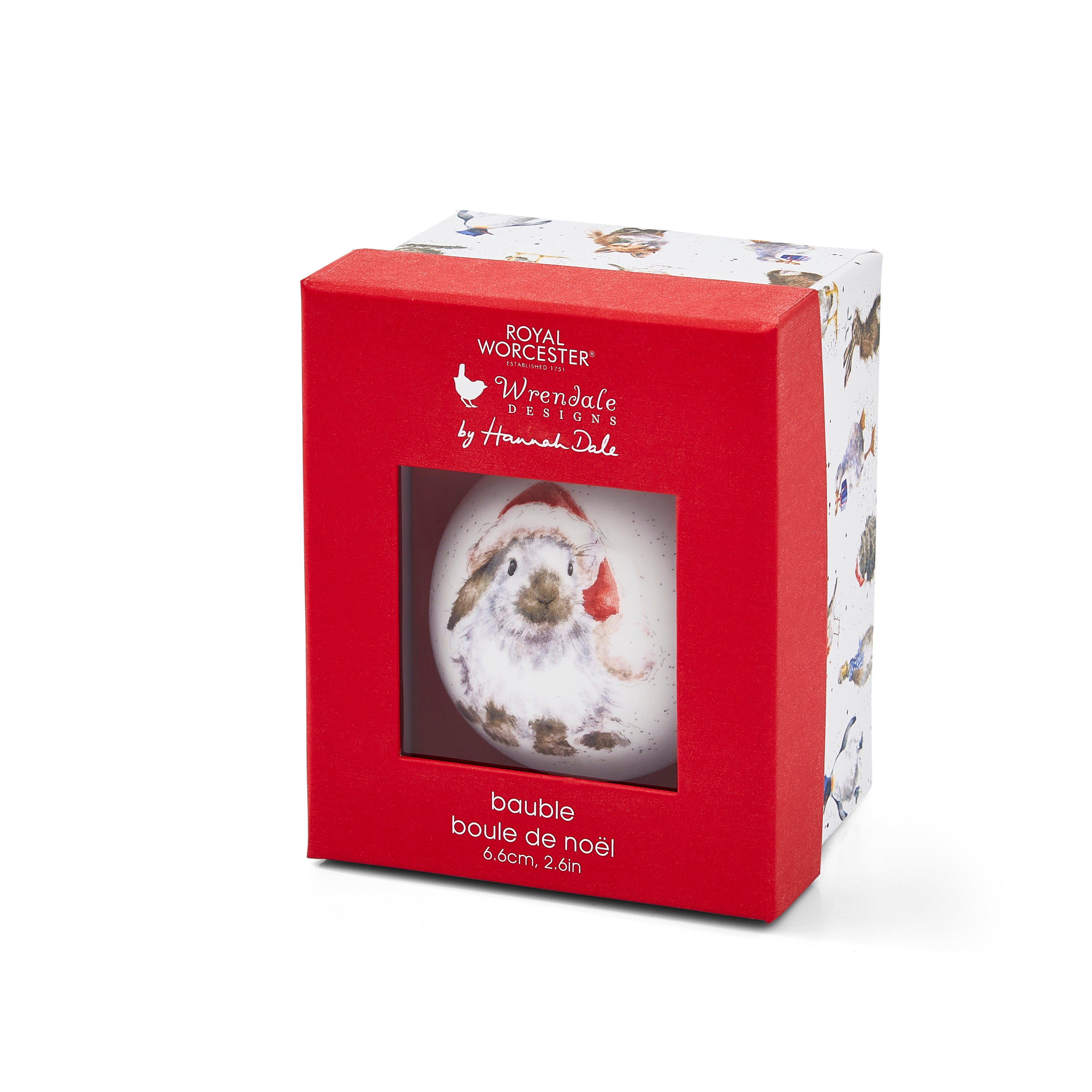 WreWrendale Designs - Christmas Collectionsndale Designs Coloured Collection Bauble - Ho Ho Ho (Rabbit) 7cm diam. Single