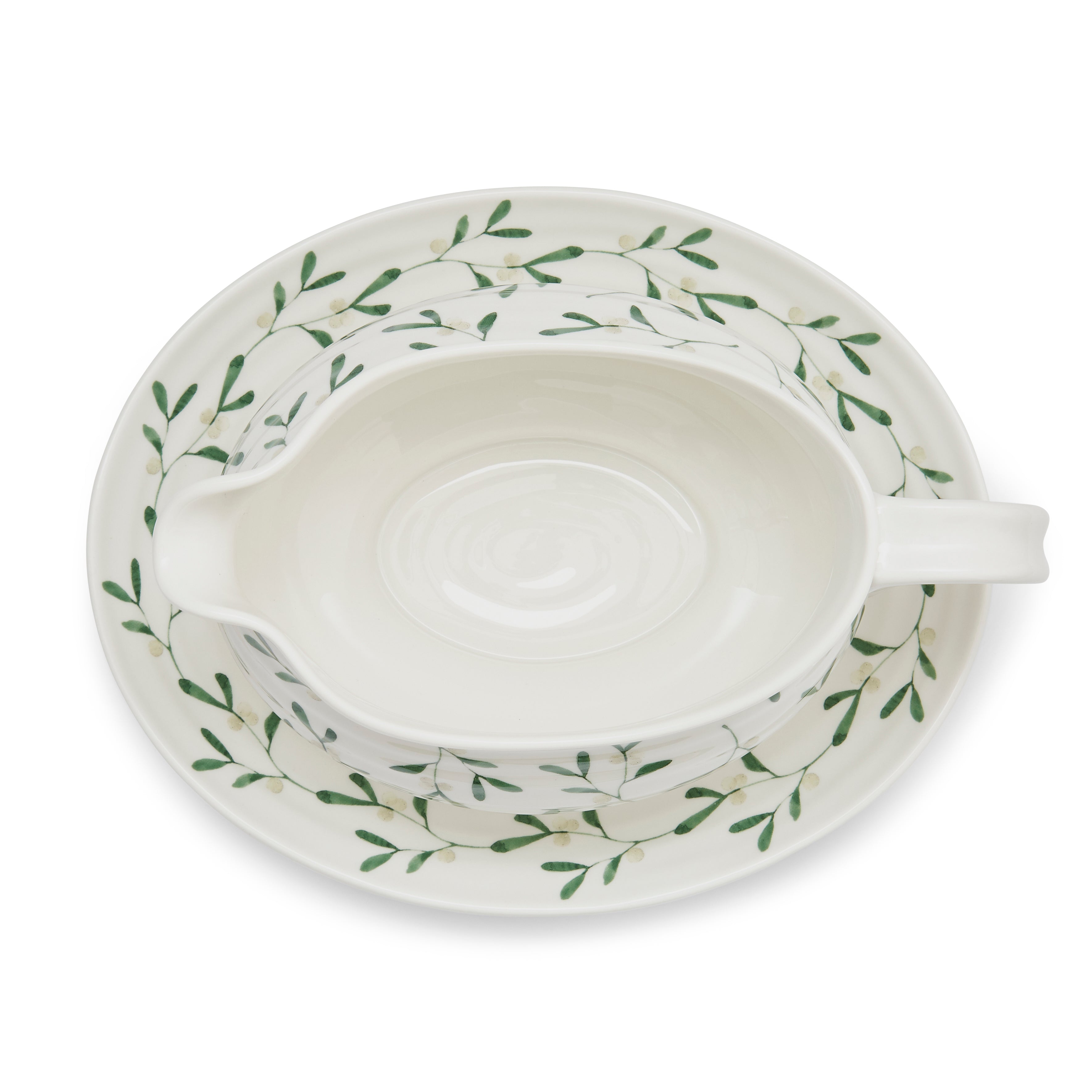 Sophie Conran for Portmeirion Mistletoe Sauce Boat & Stand Sauce Boat - 0.55L, Stand - 22cm Boxed Set