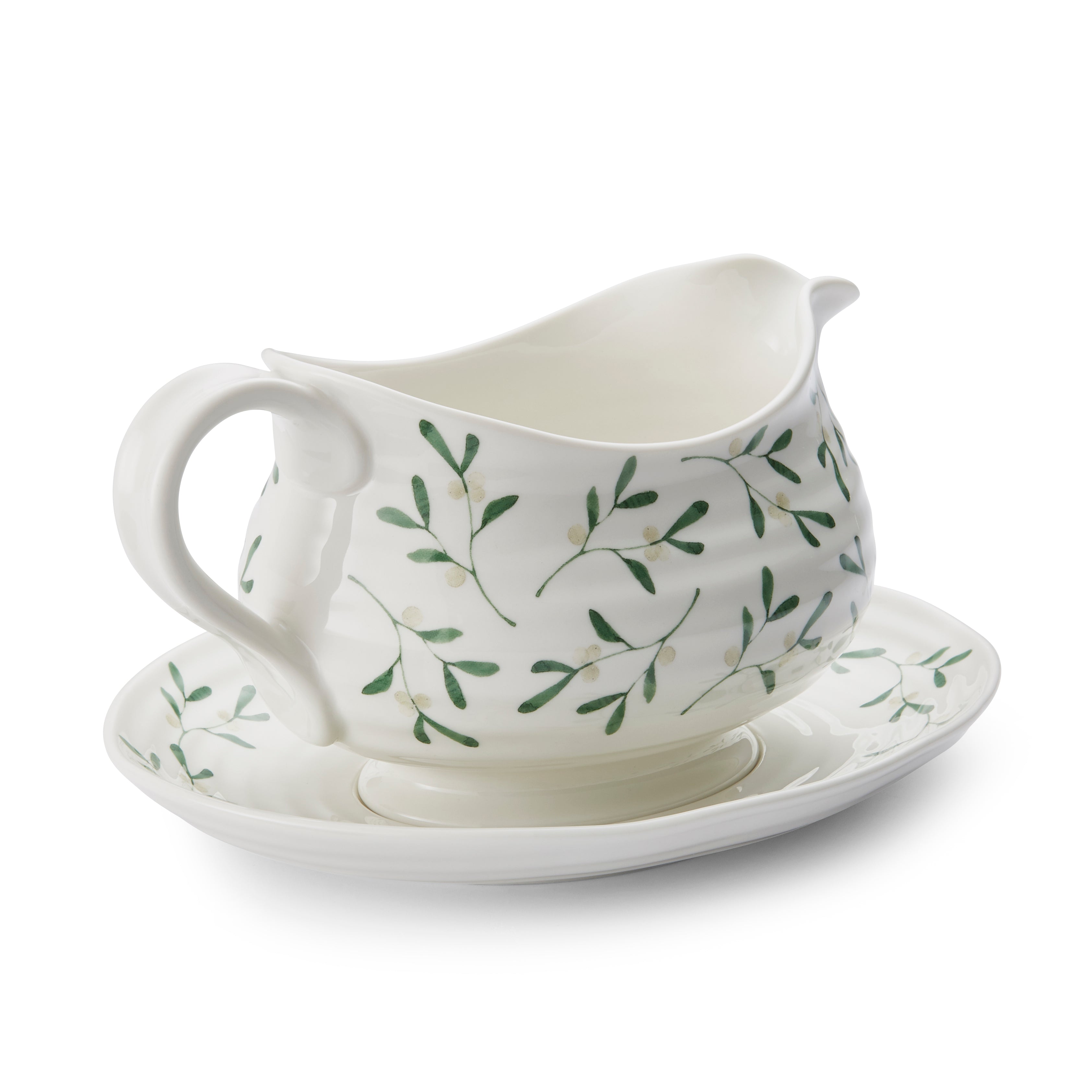 Sophie Conran for Portmeirion Mistletoe Sauce Boat & Stand Sauce Boat - 0.55L, Stand - 22cm Boxed Set