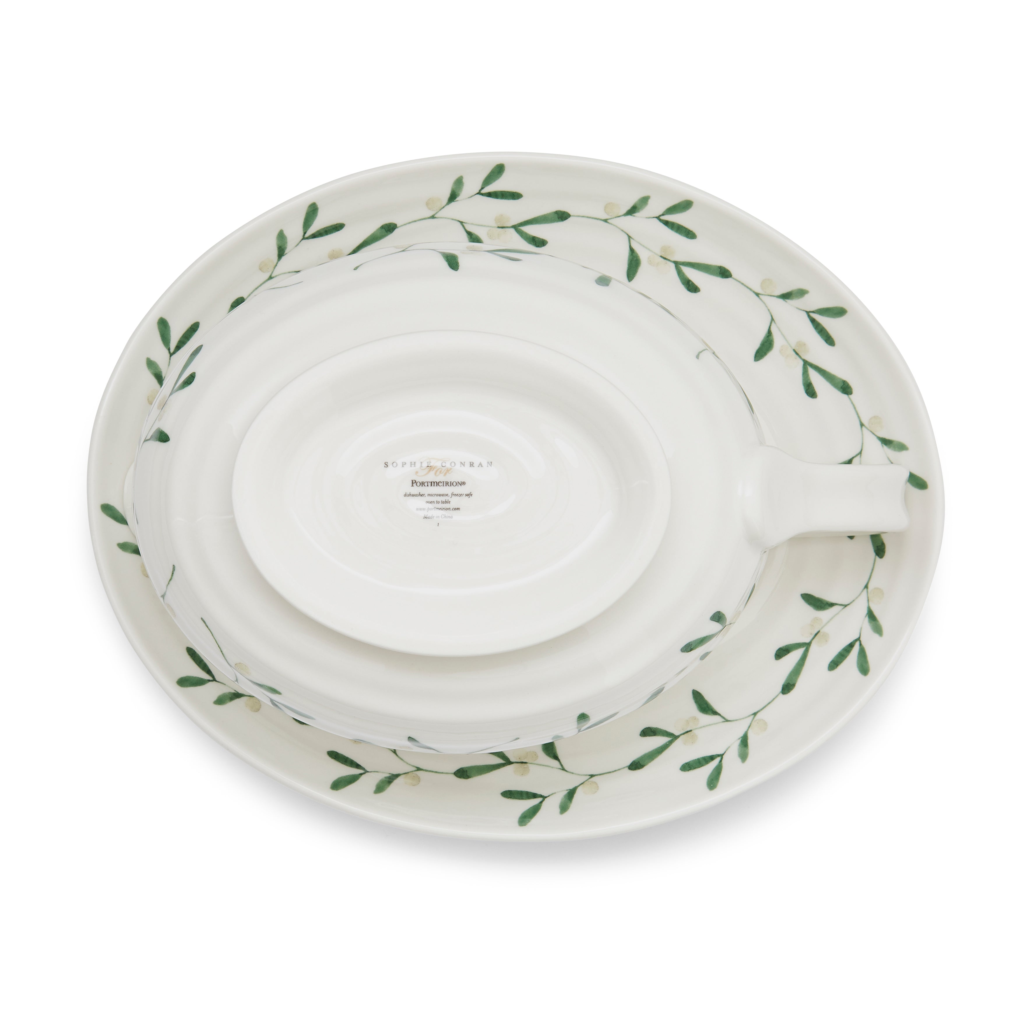 Sophie Conran for Portmeirion Mistletoe Sauce Boat & Stand Sauce Boat - 0.55L, Stand - 22cm Boxed Set