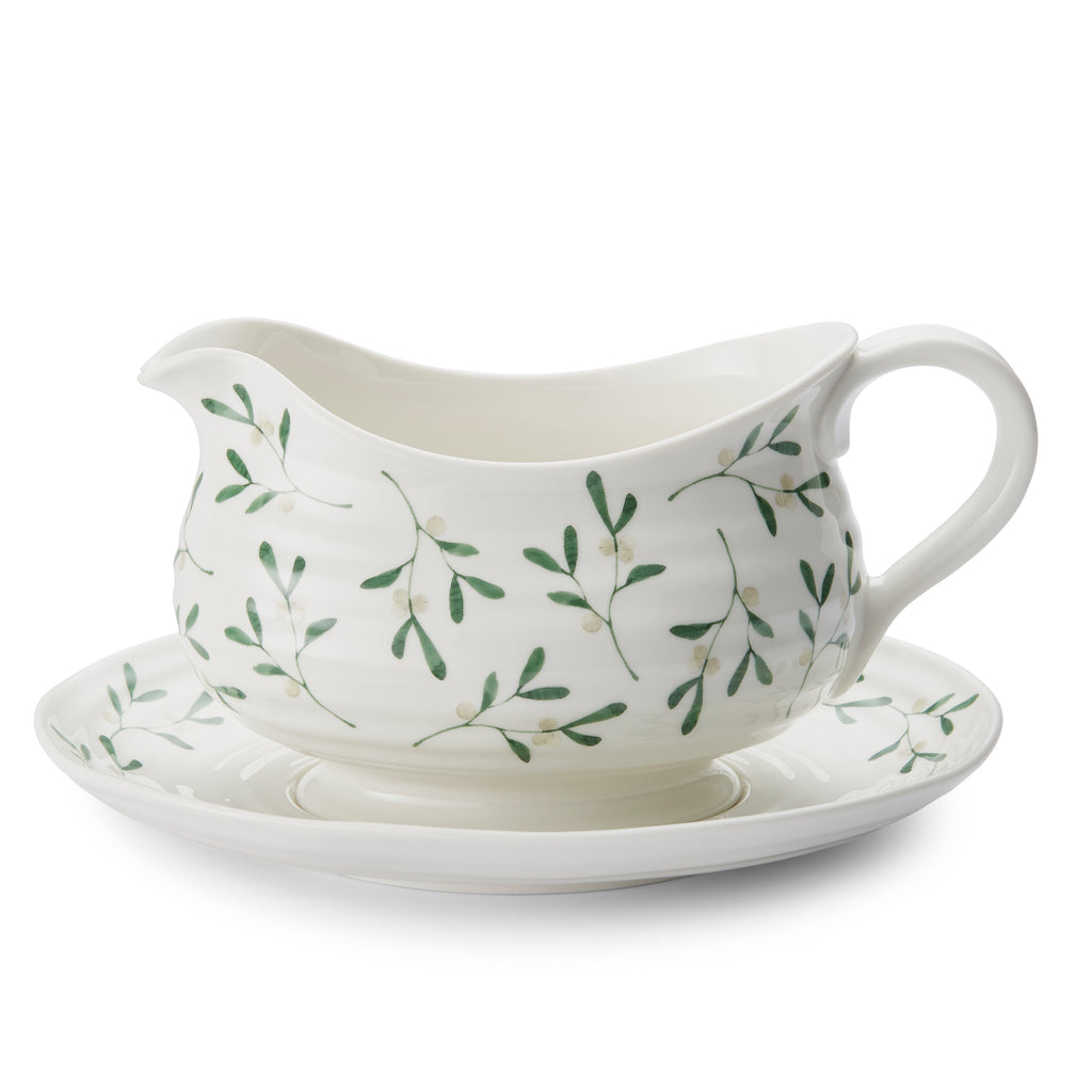 Sophie Conran for Portmeirion Mistletoe Sauce Boat & Stand Sauce Boat - 0.55L, Stand - 22cm Boxed Set