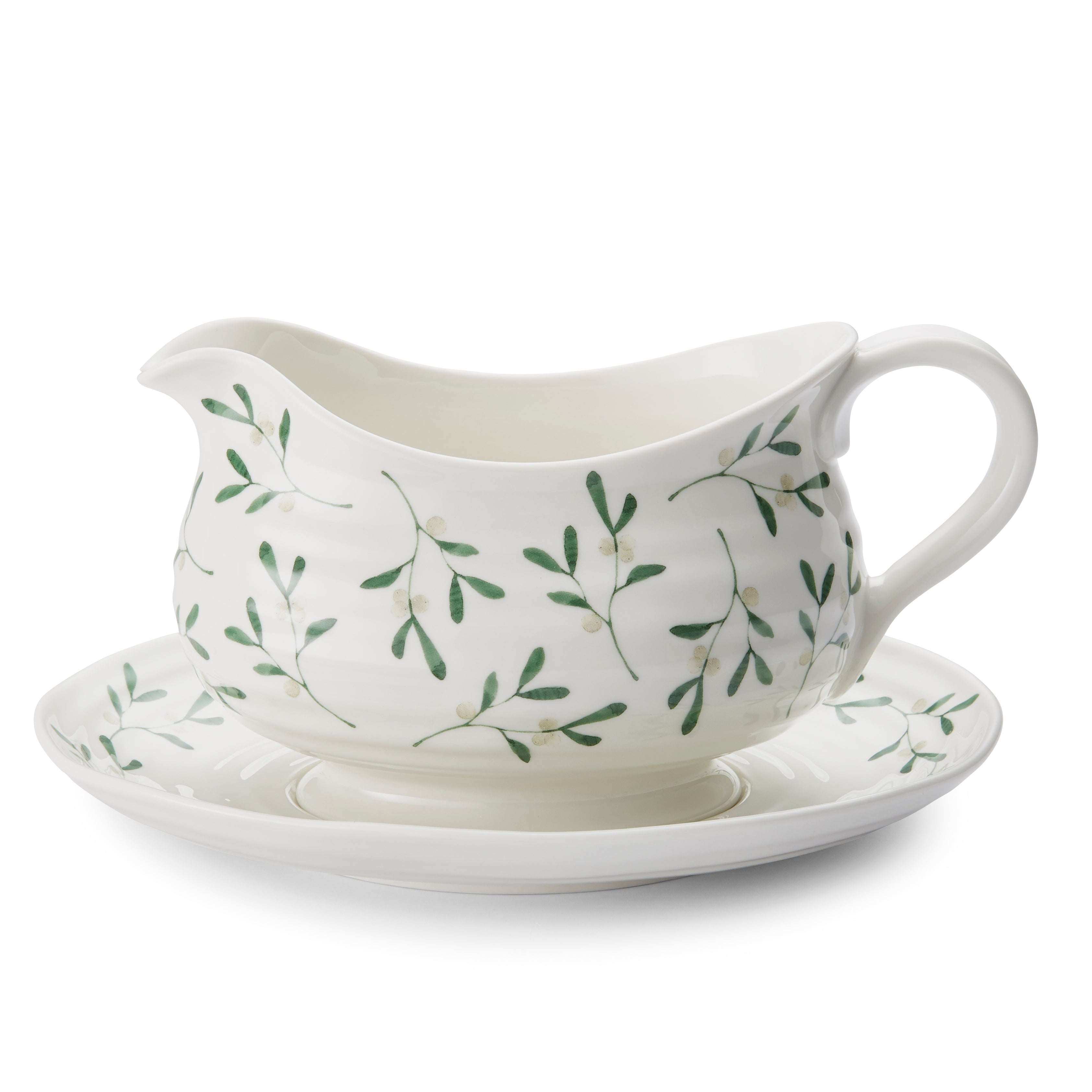 Sophie Conran for Portmeirion Mistletoe Sauce Boat & Stand Sauce Boat - 0.55L, Stand - 22cm Boxed Set