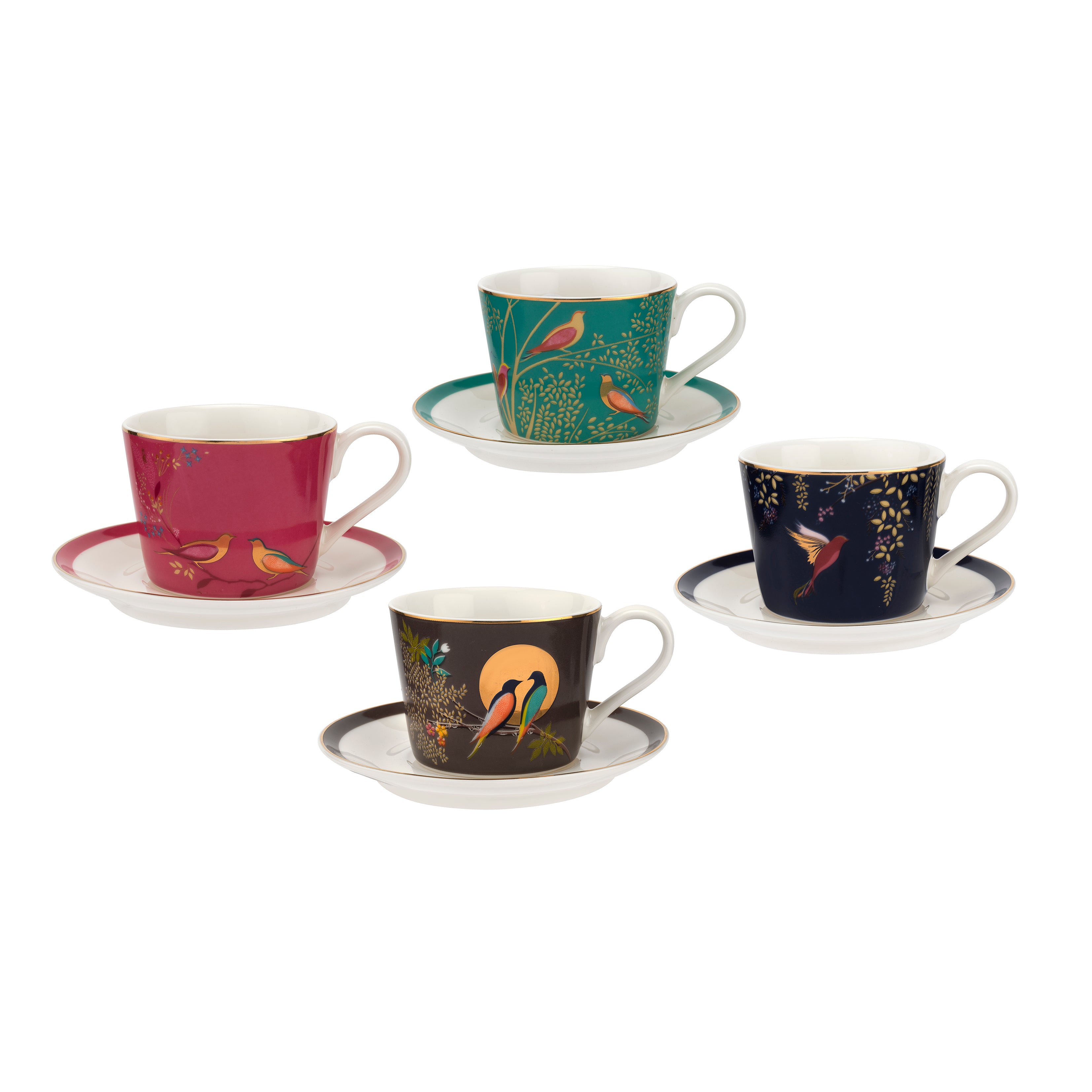 Sara Miller London Artisanne Noir Collection Espresso Cup & Saucer - Set of 4 0.11L Boxed Set
