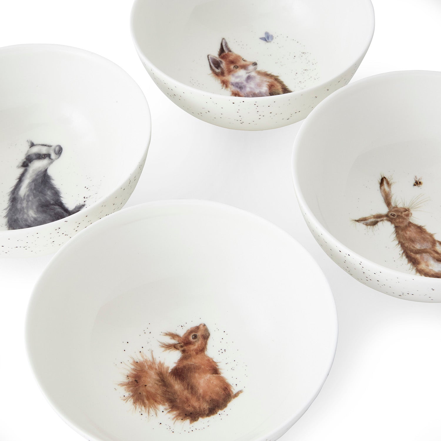 Wrendale Designs Deep Bowls - Set of 4 (Badger, Hare, Squirrel, Fox) 15.5cm Set of 4