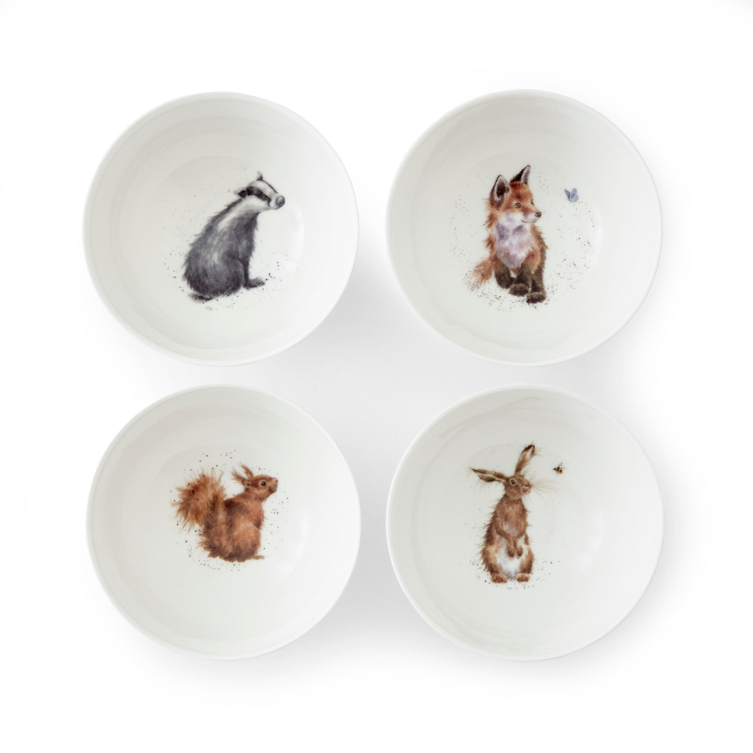 Wrendale Designs Deep Bowls - Set of 4 (Badger, Hare, Squirrel, Fox) 15.5cm Set of 4