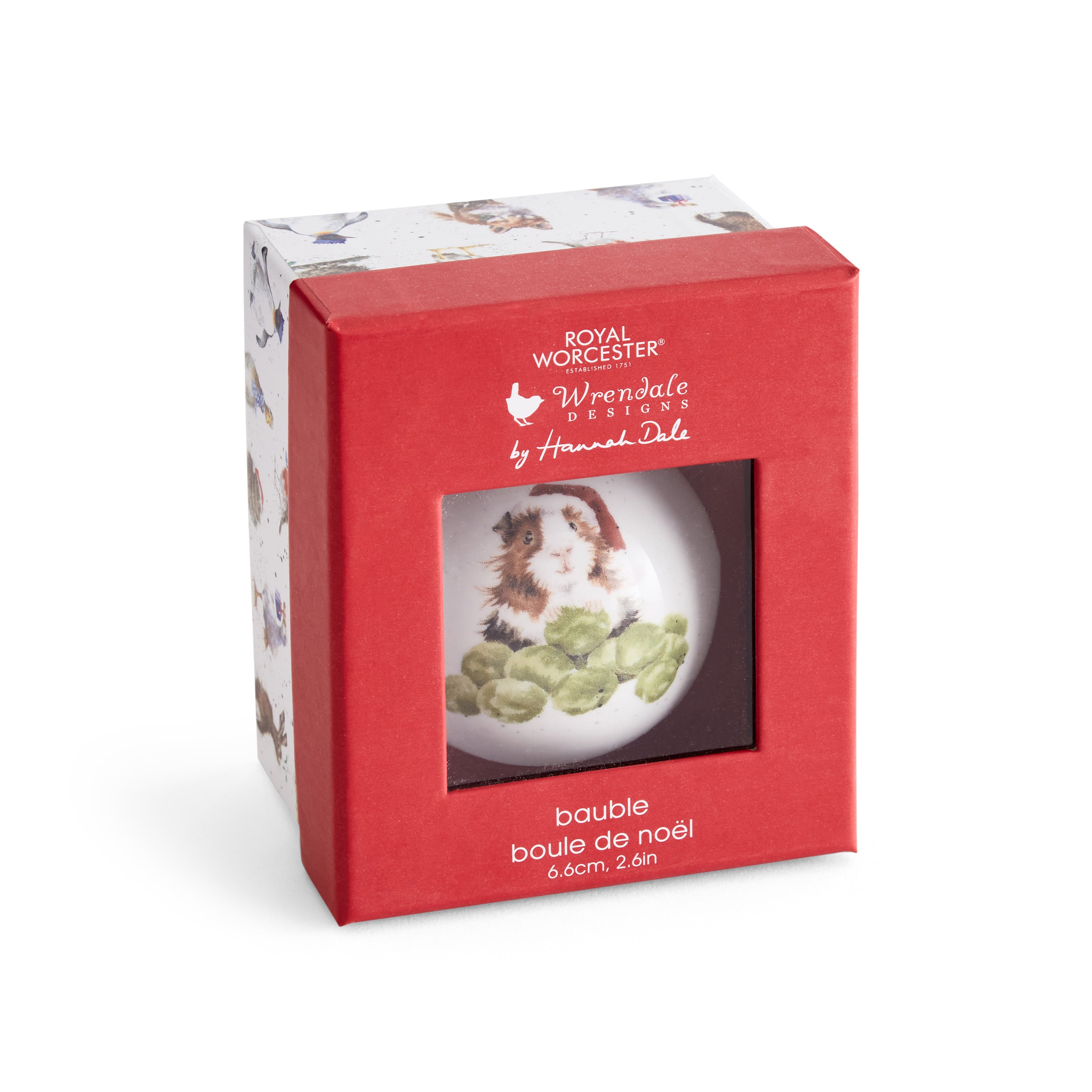 WreWrendale Designs - Christmas Collectionsndale Designs Coloured Collection Bauble - Sprouts (Guinea Pig) 7cm diam. Single