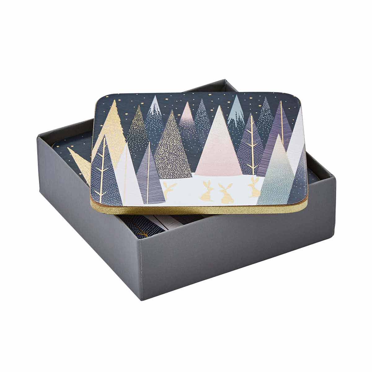 Frosted Pines Coasters S/6 (s) 10.5 x 10.5cm Boxed Set