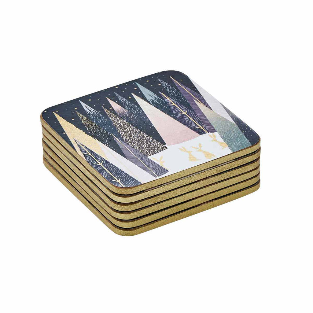 Frosted Pines Coasters S/6 (s) 10.5 x 10.5cm Boxed Set