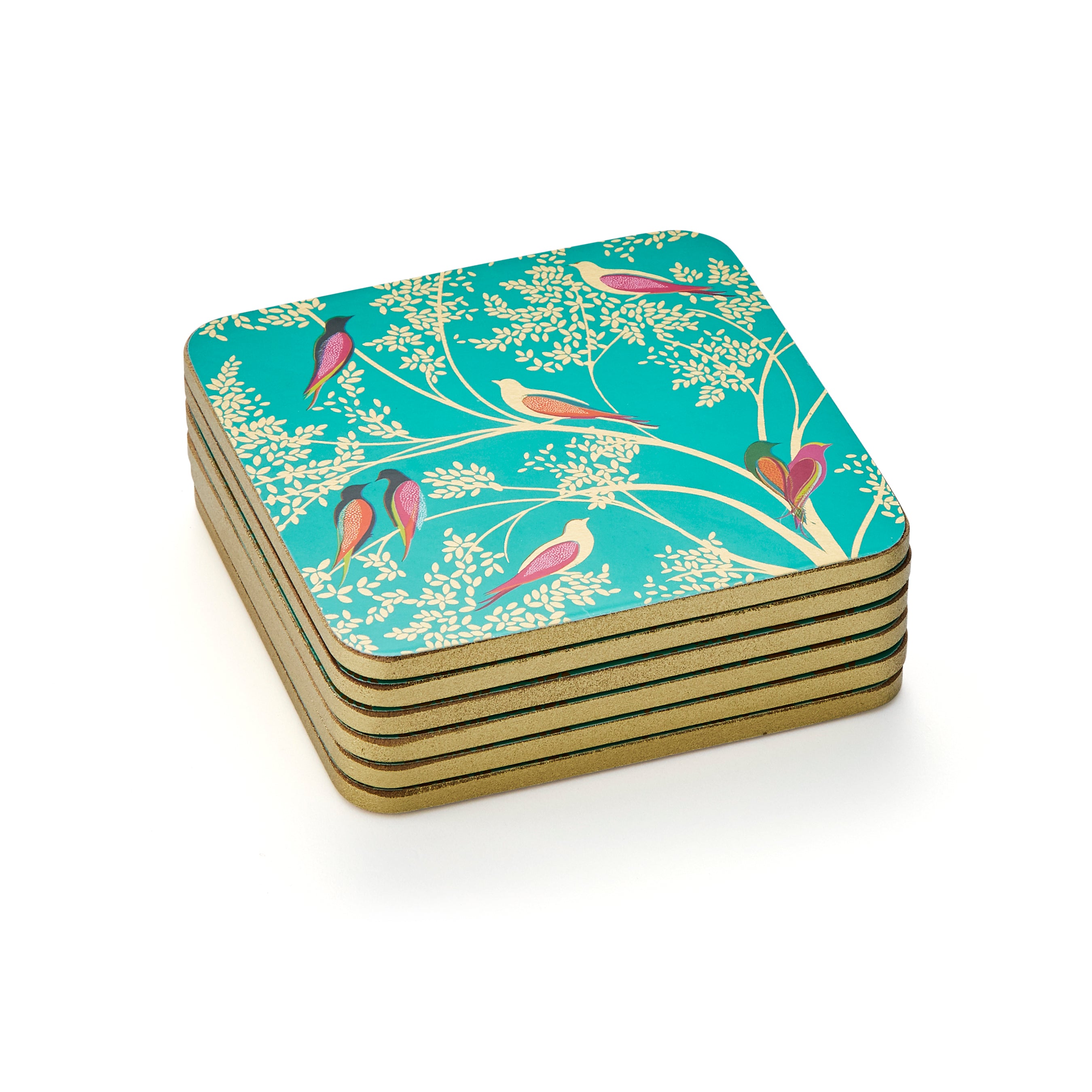 Sara Miller London Artisanne Noir Collection Chelsea Collection Coasters - Set of 6 - Green 10.5 x 10.5cm Boxed Set