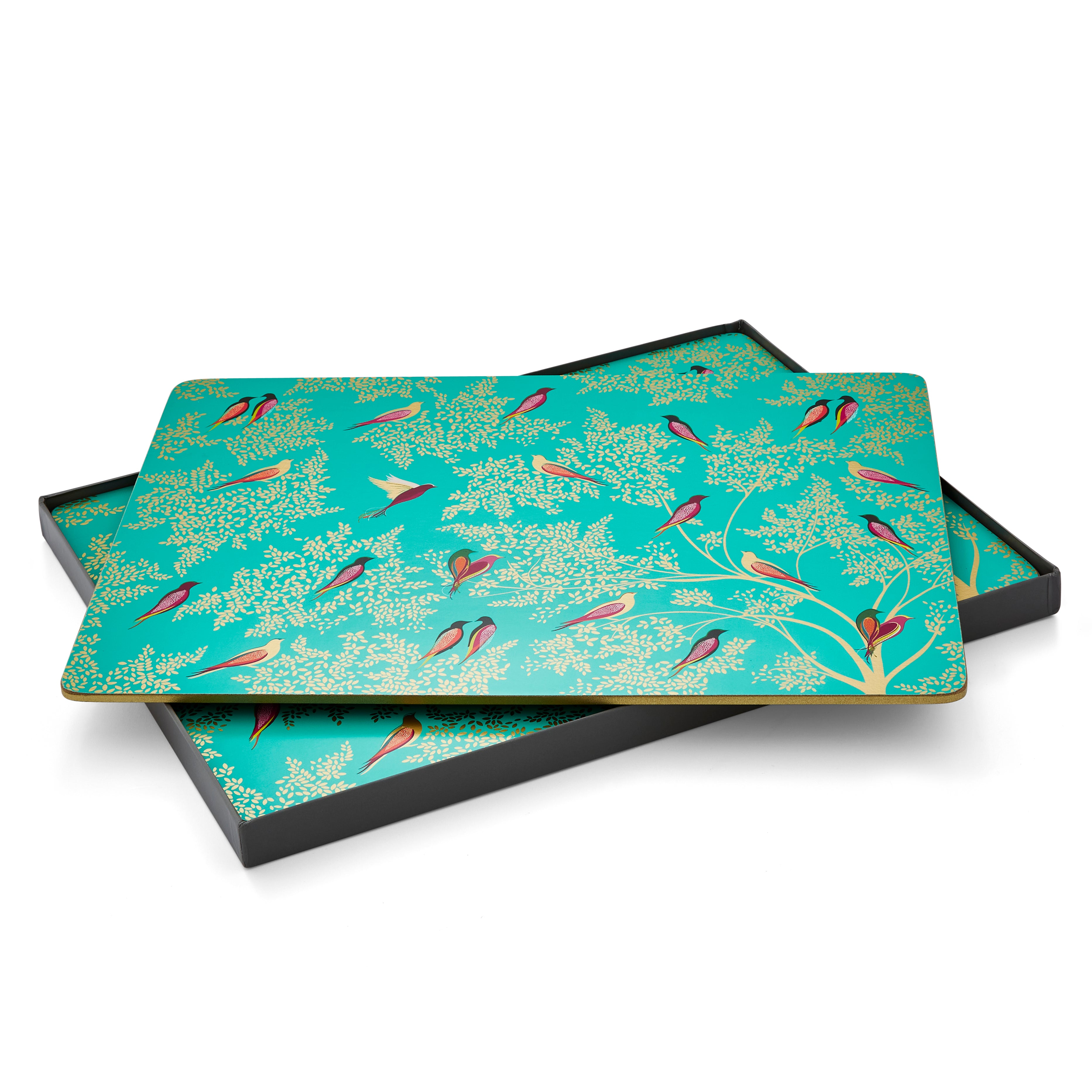 Sara Miller London Artisanne Noir Collection Chelsea Collection Large Placemats - Set of 4 - Green 40.1 x 29.8cm Boxed Set