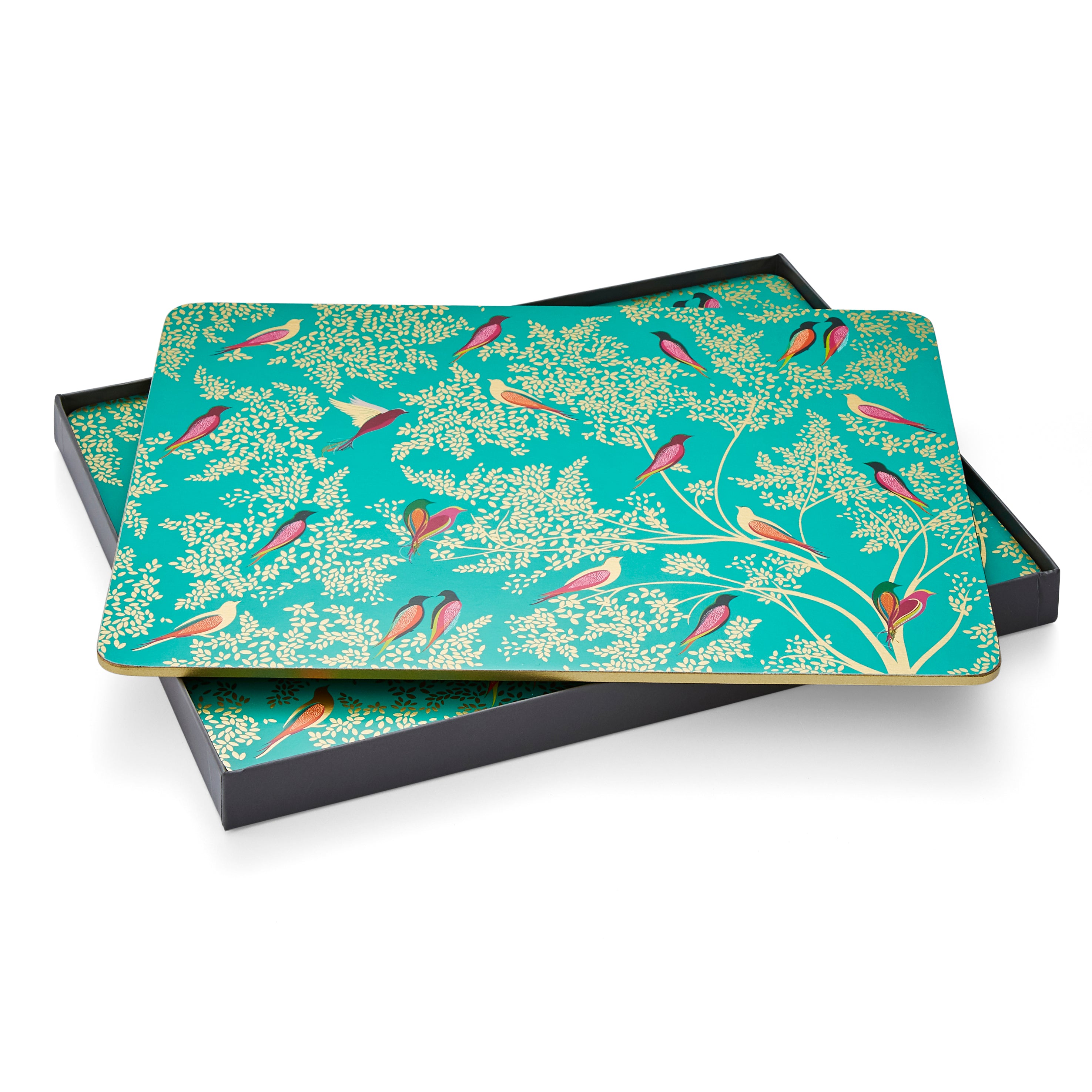 Sara Miller London Artisanne Noir Collection Chelsea Collection Placemats - Set of 4 - Green 30.5 x 23cm Boxed Set