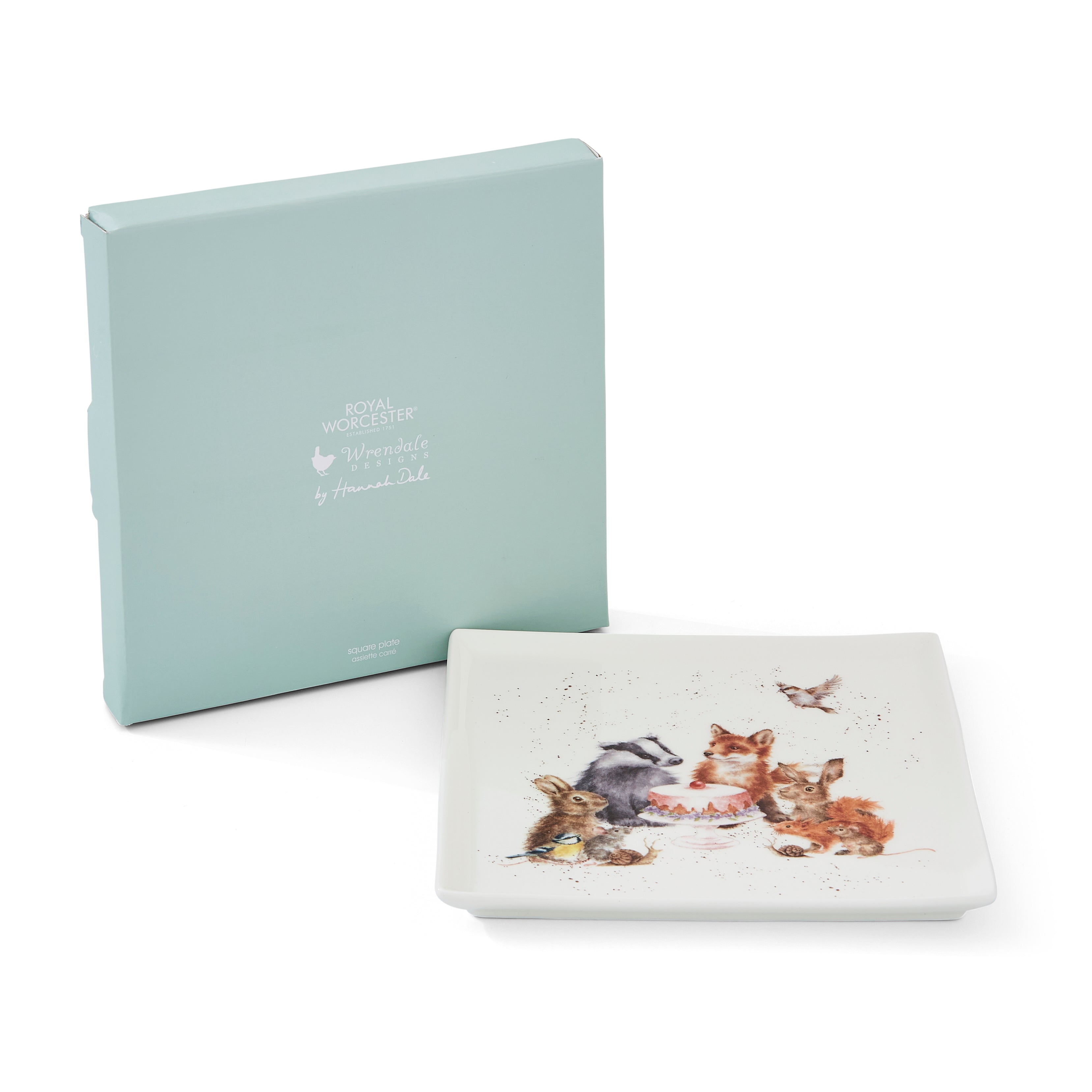 Wrendale Designs Square Plate (Woodland Party) 18 x 18cm Single