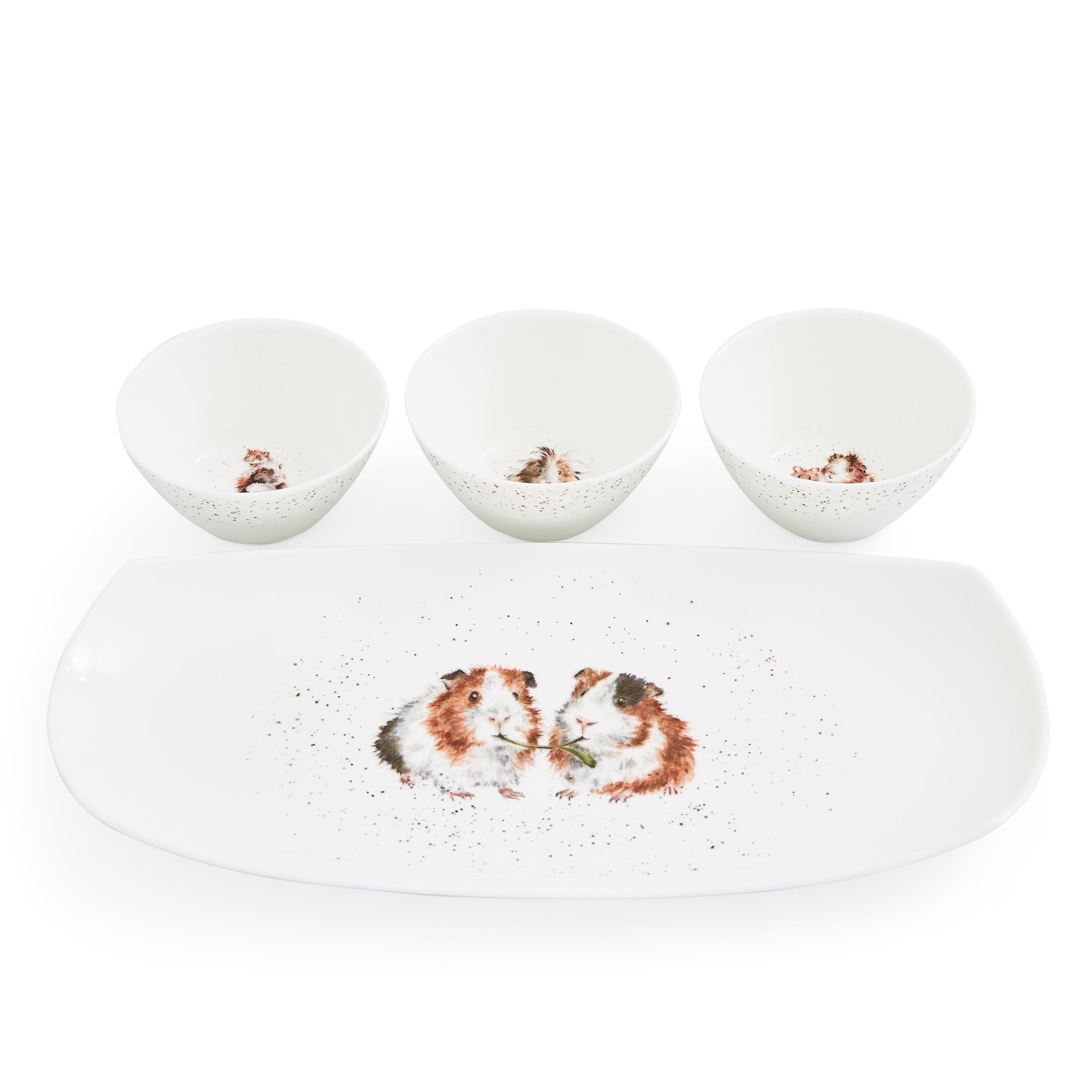Wrendale Designs 3 Bowl and Tray Set (Guinea Pigs) Tray 30cm x 15cm
Bowl 9cm dia Boxed Set