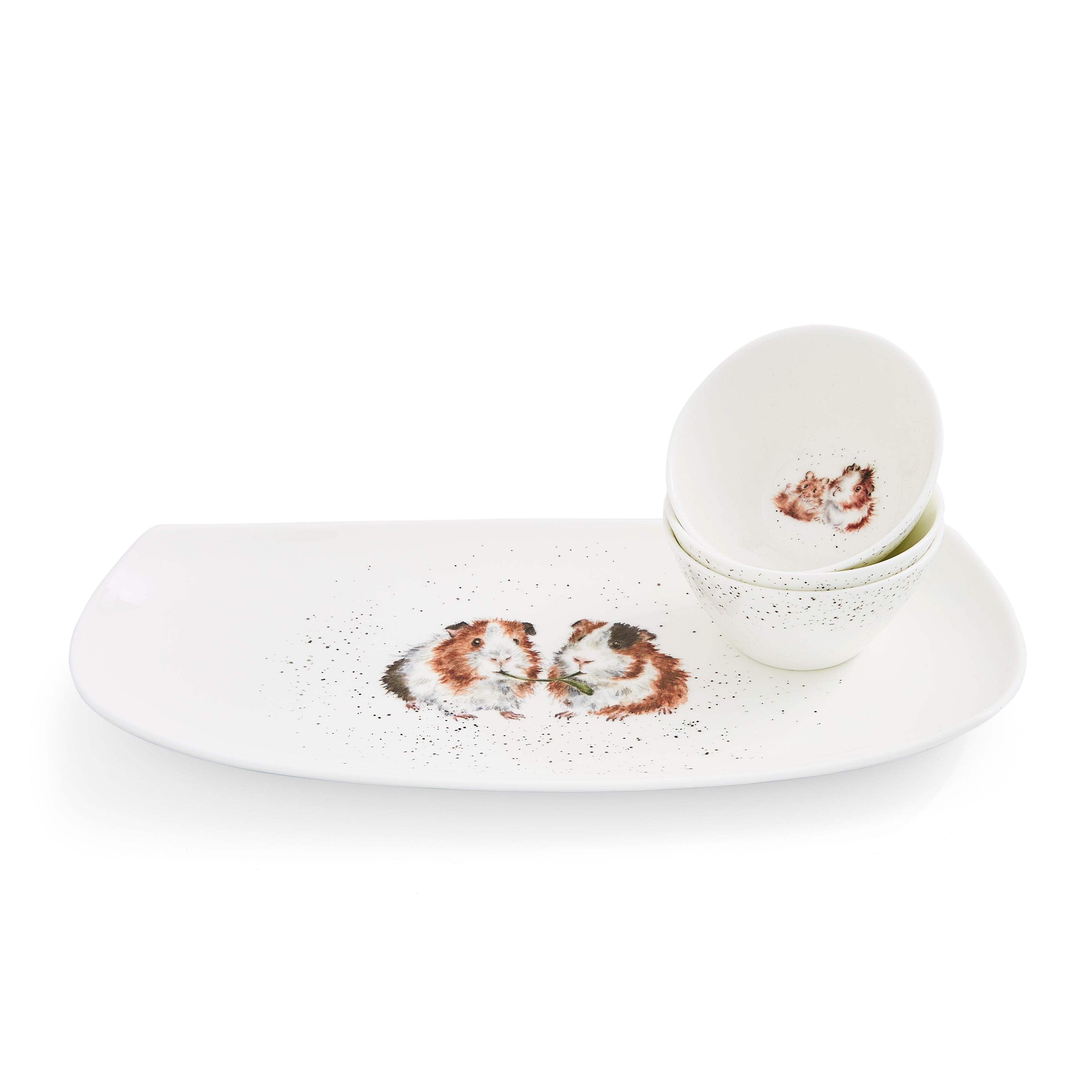 Wrendale Designs 3 Bowl and Tray Set (Guinea Pigs) Tray 30cm x 15cm
Bowl 9cm dia Boxed Set