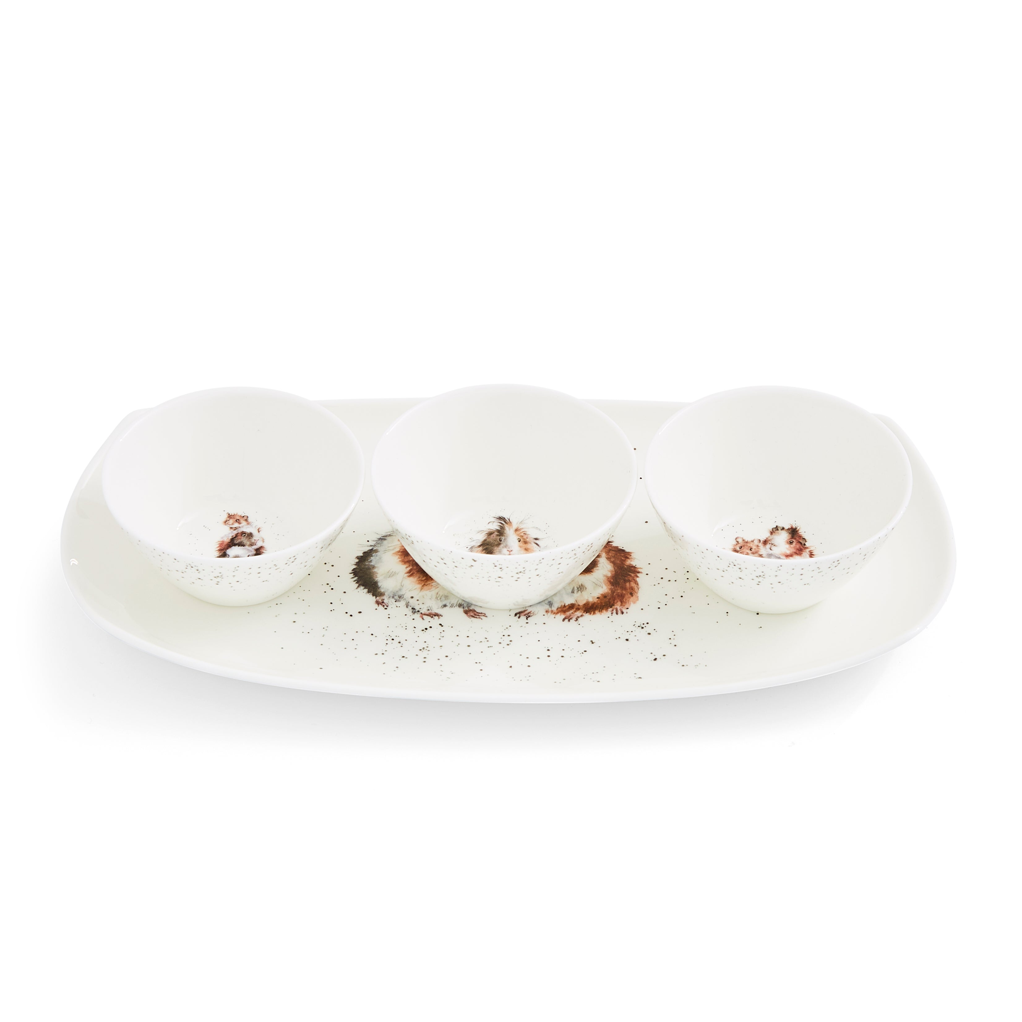 Wrendale Designs 3 Bowl and Tray Set (Guinea Pigs) Tray 30cm x 15cm
Bowl 9cm dia Boxed Set