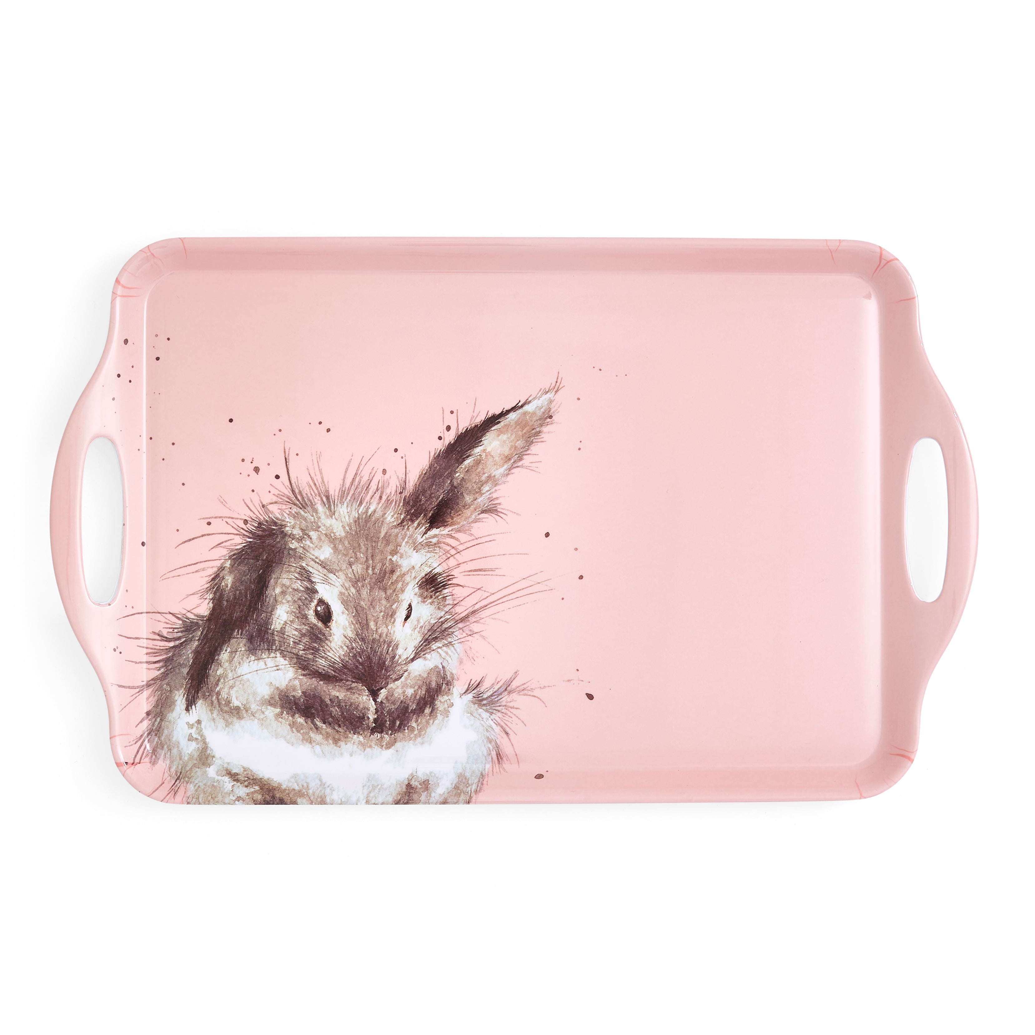 Pimpernel Wrendale Pink Large Handled Tray (Rabbit) 48 x 29.5cm Single