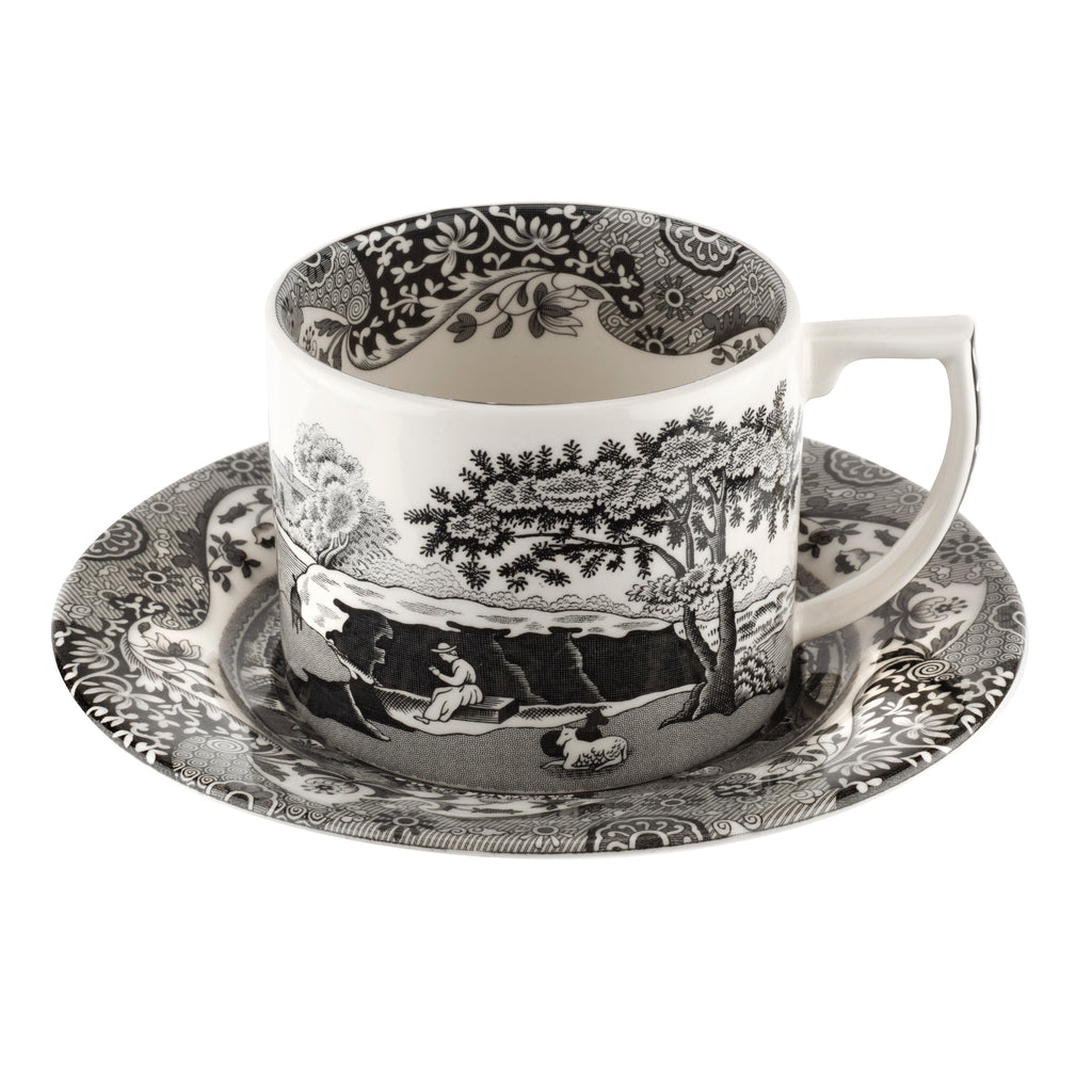 Black Italian Teacup & Saucer 0.28L Single