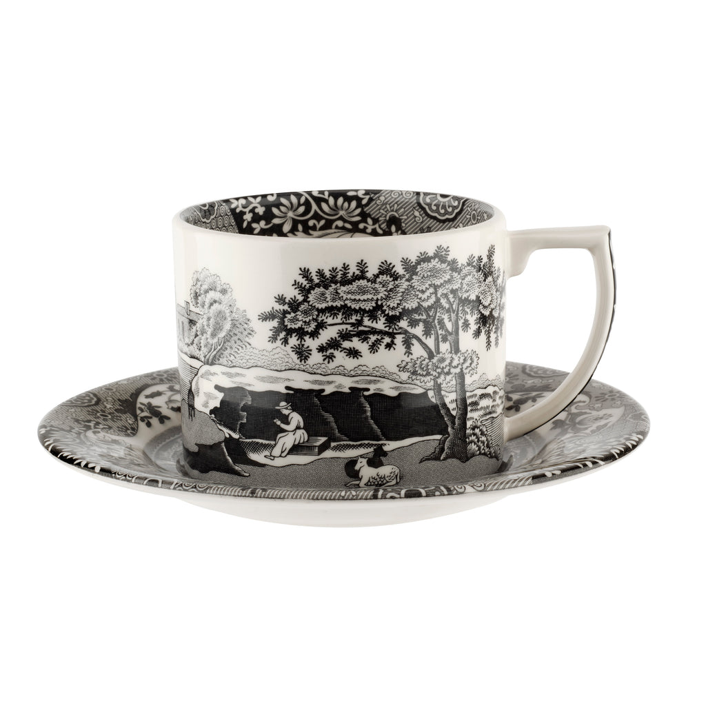 Black Italian Teacup & Saucer 0.28L Single