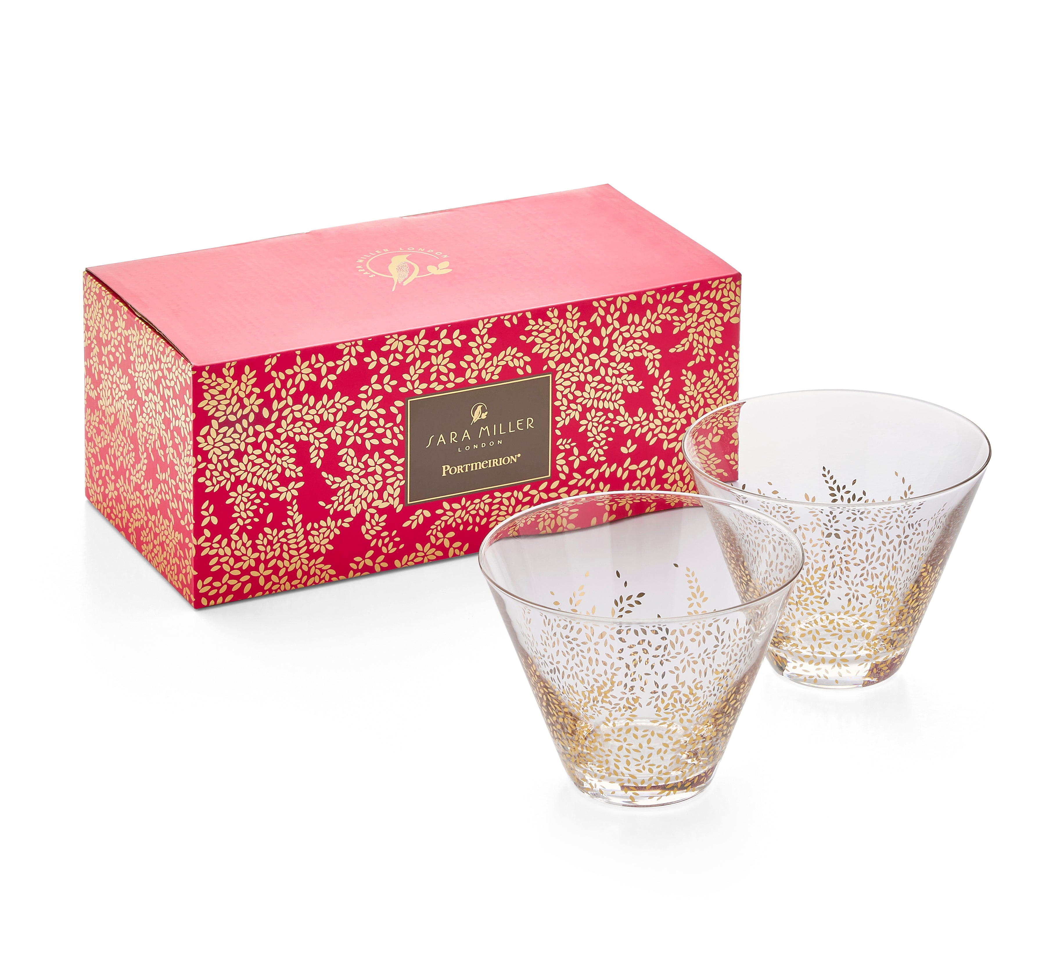 Sara Miller London Artisanne Noir Collection Glass Bowls - Set of 2 11.4cm Boxed Set