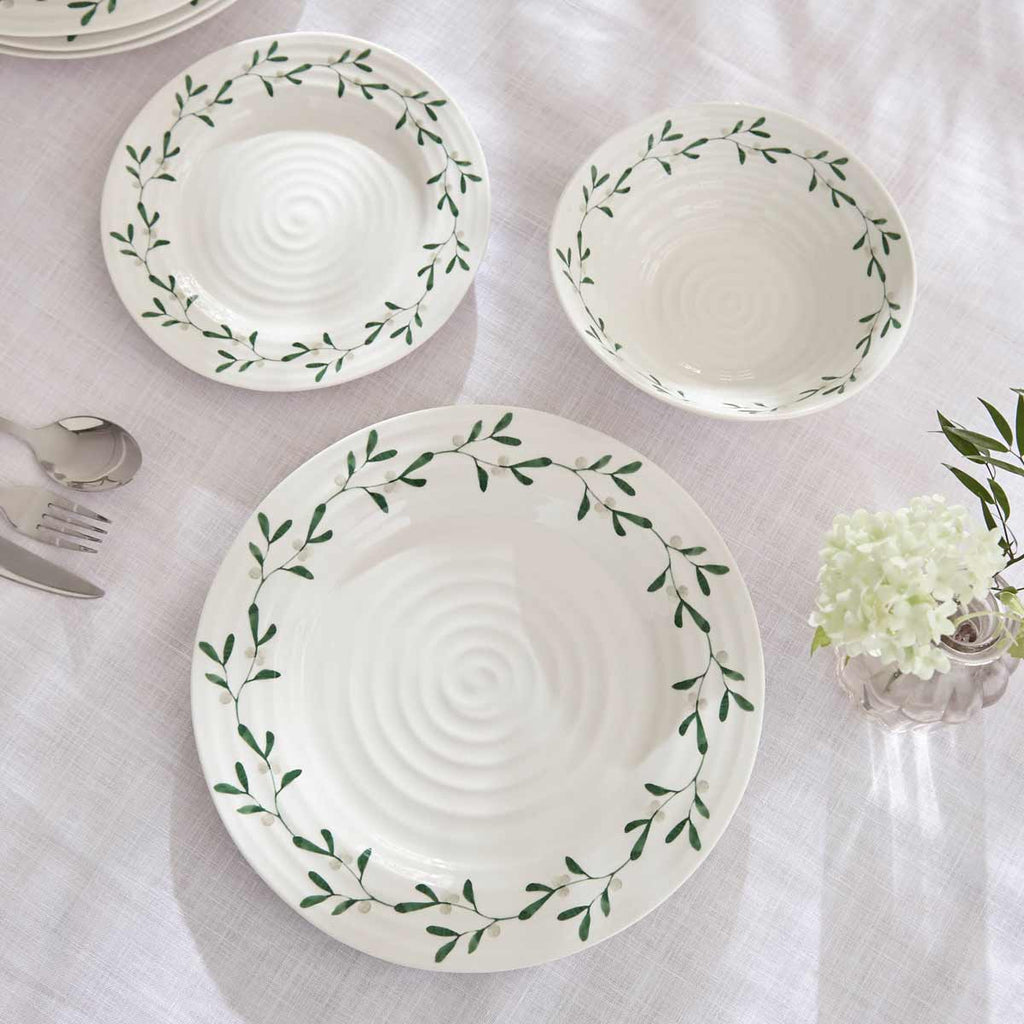 Sophie Conran for Portmeirion Mistletoe  12 Piece Set Plate 28cm, Plate 20cm,Bowl 19cm Boxed Set