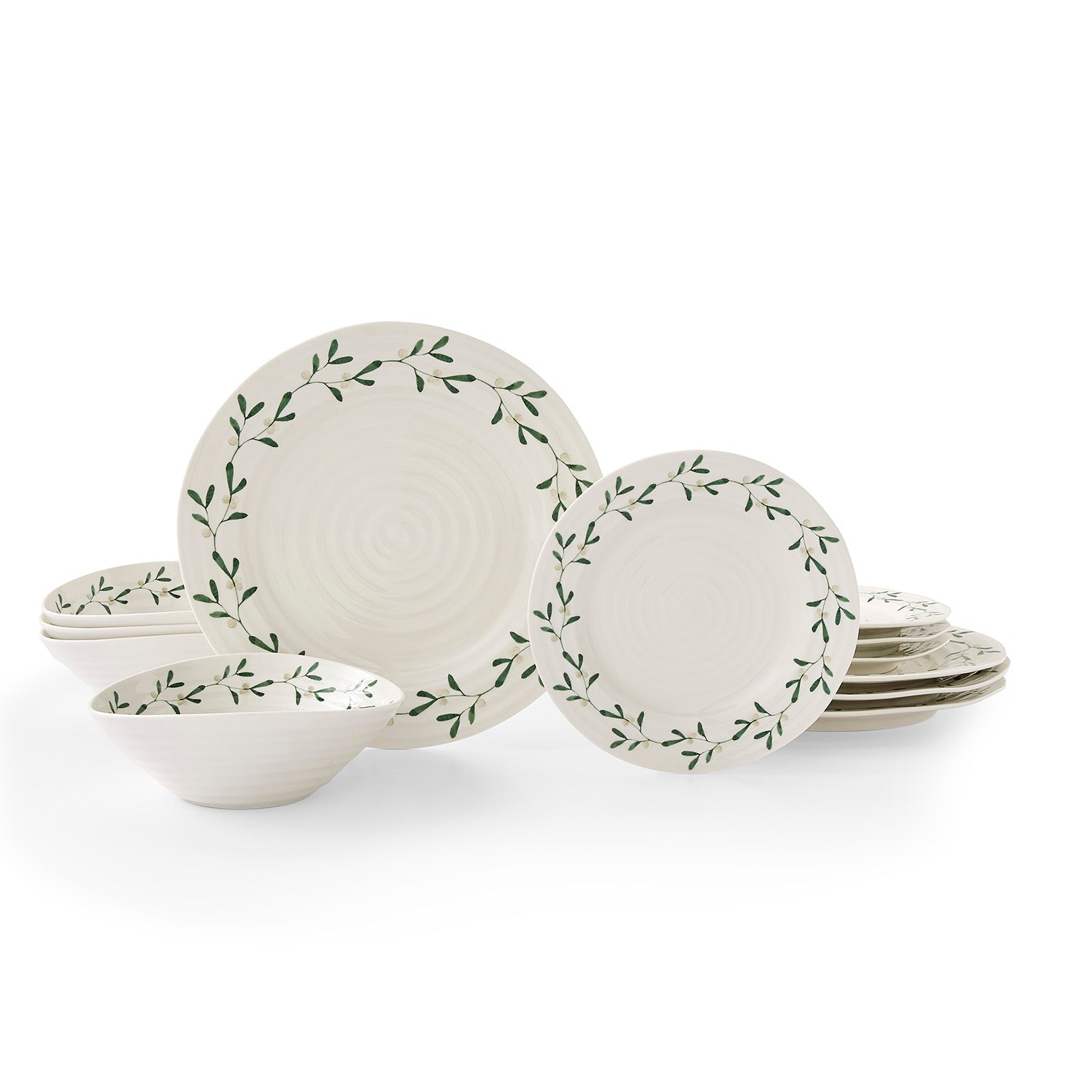 Sophie Conran for Portmeirion Mistletoe  12 Piece Set Plate 28cm, Plate 20cm,Bowl 19cm Boxed Set