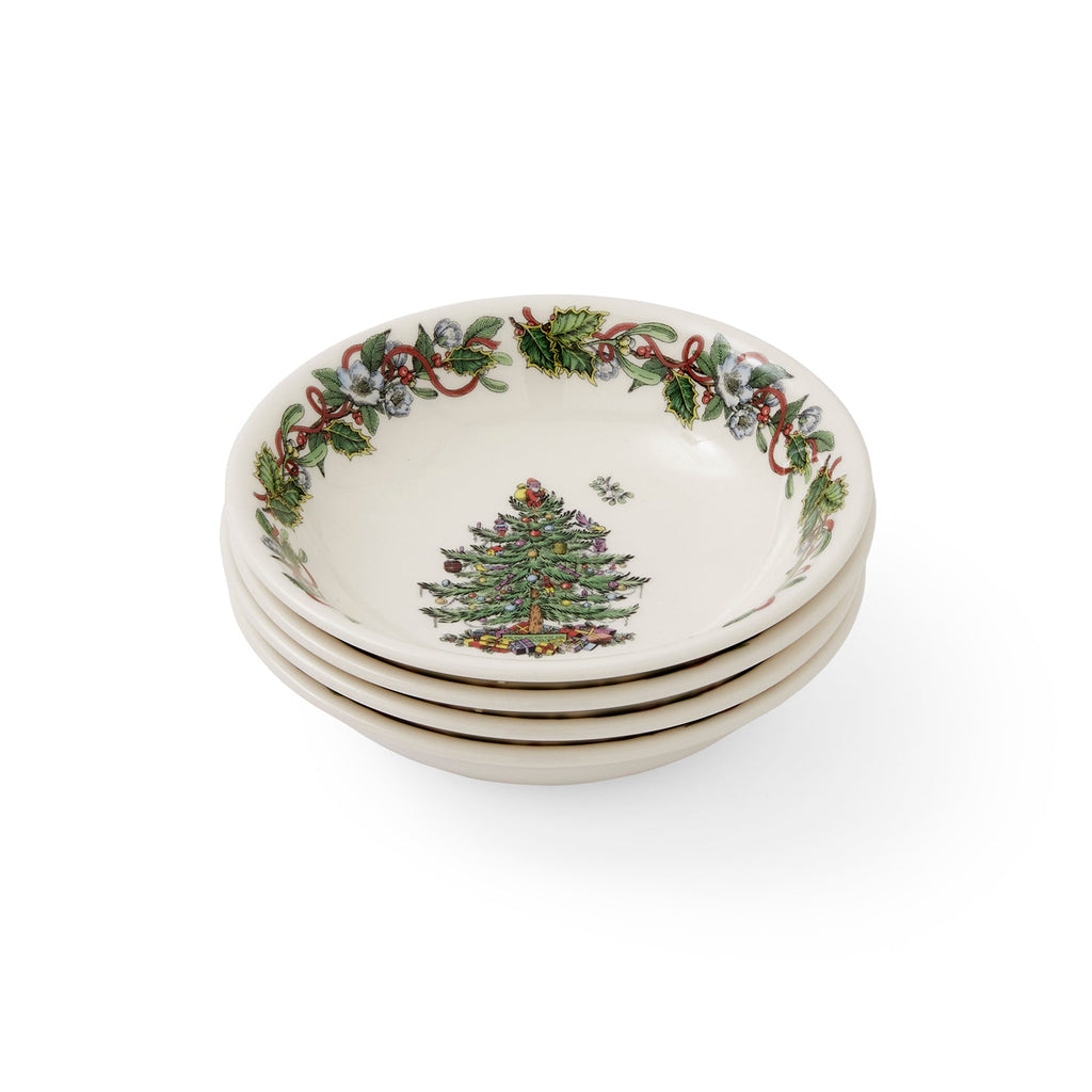 Christmas Tree Wreath  Set of 4 Small Cereal Bowls