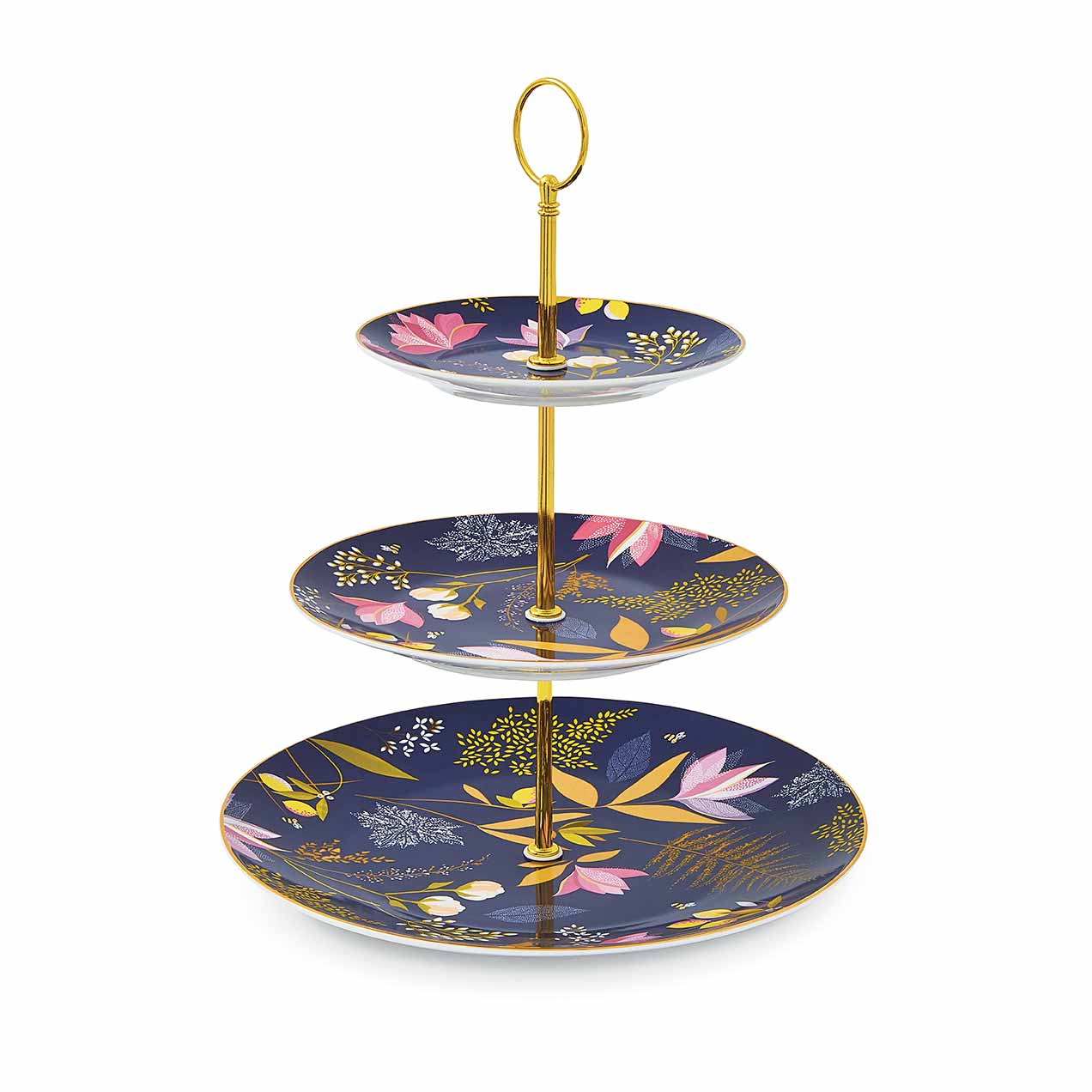3 Tier Cake Stand - Navy 27cm, 20cm, 15cm Boxed Set