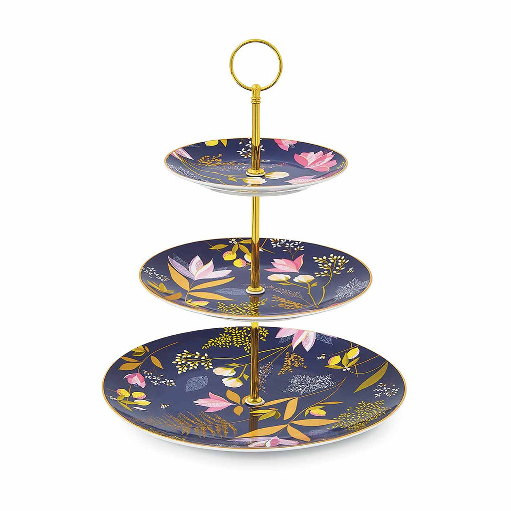 3 Tier Cake Stand - Navy 27cm, 20cm, 15cm Boxed Set