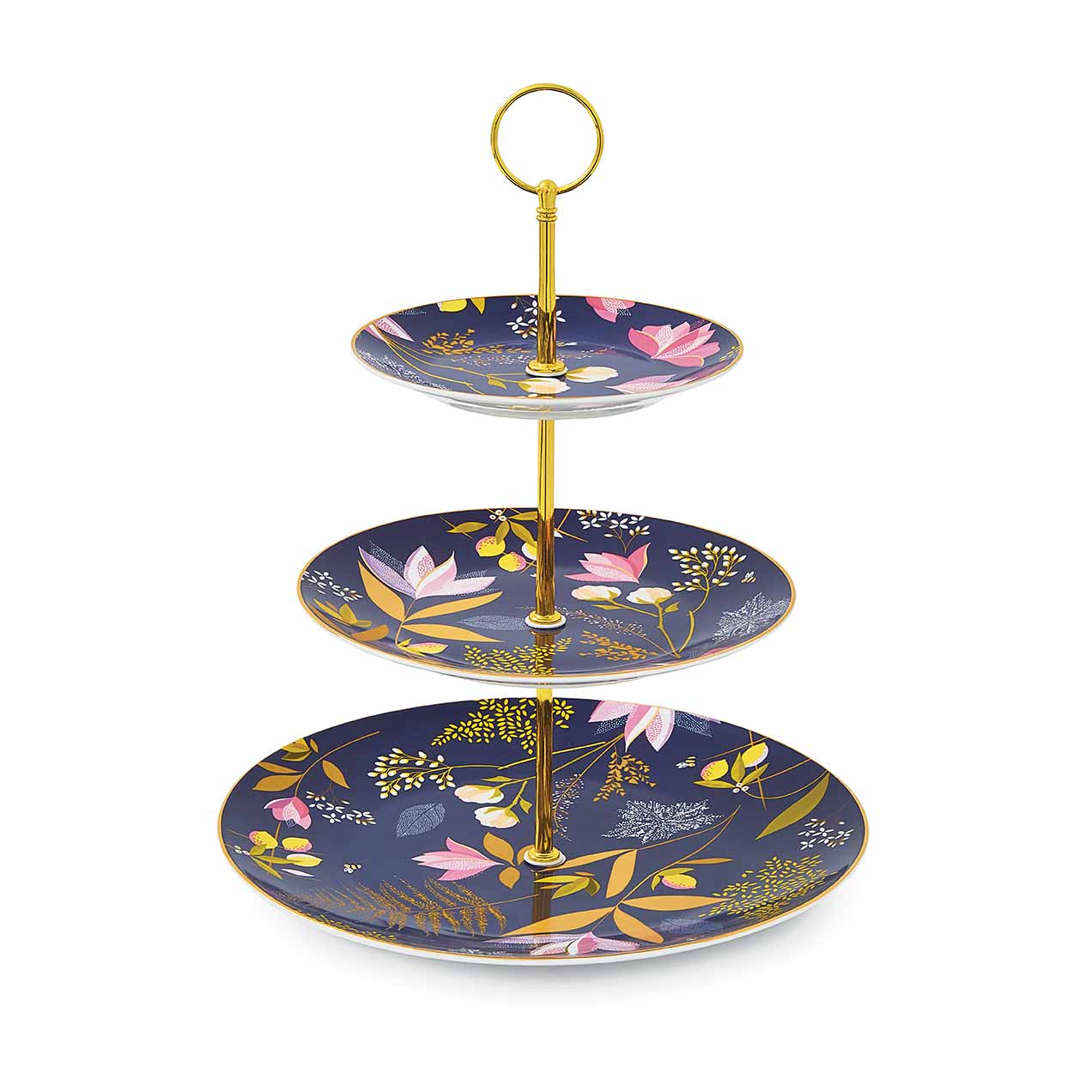 3 Tier Cake Stand - Navy 27cm, 20cm, 15cm Boxed Set