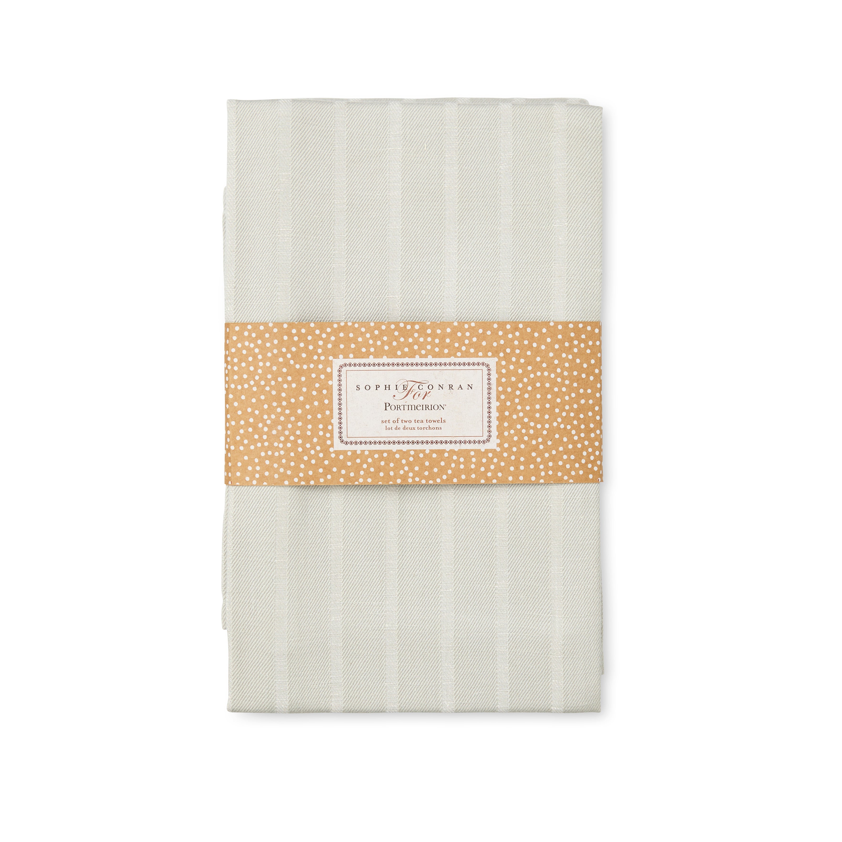 Lavandula Tea Towel S/2 - Dove Grey 45 x 74cm Banded Set
