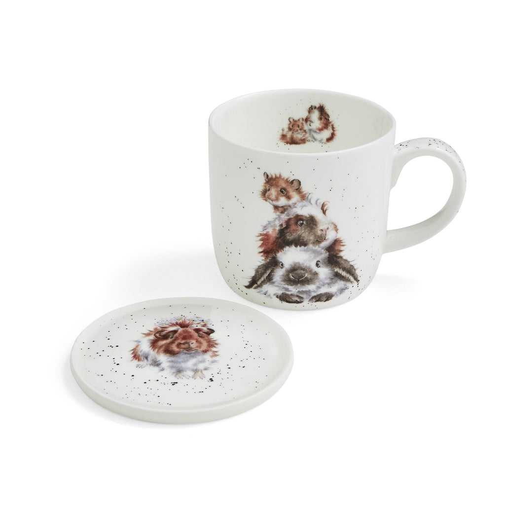 "Wrendale Designs Piggy In The Middle (Guinea Pig) Mug 0.31L
Coaster 9.5cm Boxed Set"