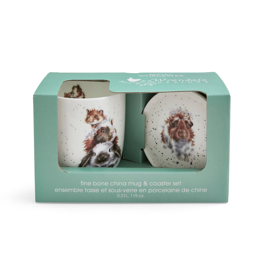 "Wrendale Designs Piggy In The Middle (Guinea Pig) Mug 0.31L
Coaster 9.5cm Boxed Set"