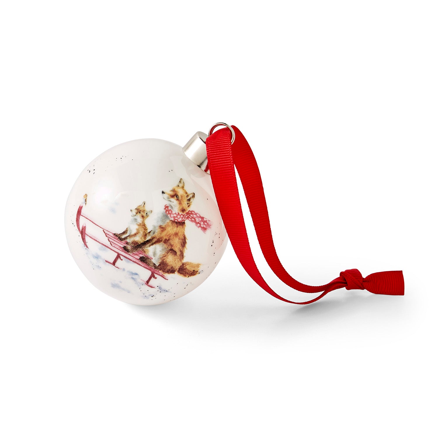 WreWrendale Designs - Christmas Collectionsndale Designs Coloured Collection Bauble - Sleigh Ride (Fox) 7cm diam. Single