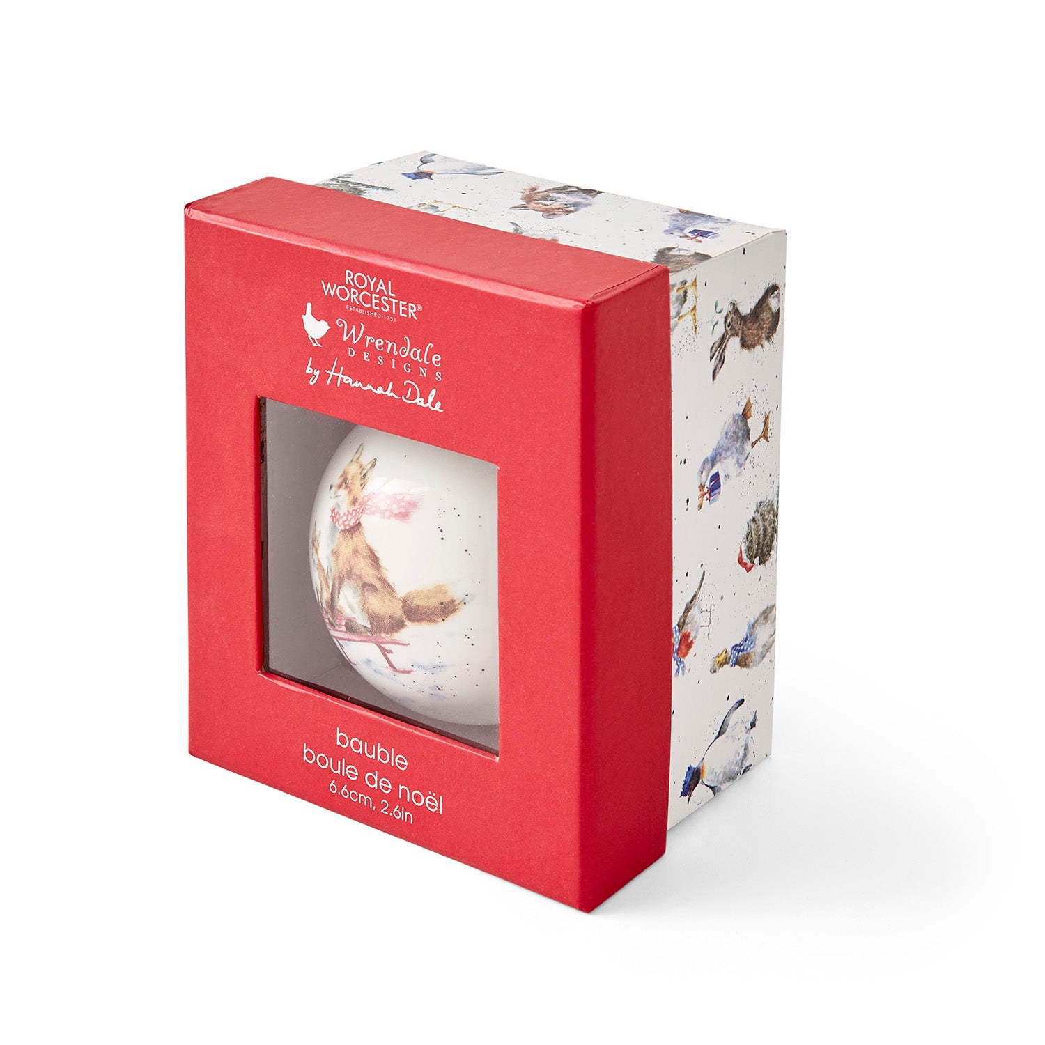 WreWrendale Designs - Christmas Collectionsndale Designs Coloured Collection Bauble - Sleigh Ride (Fox) 7cm diam. Single